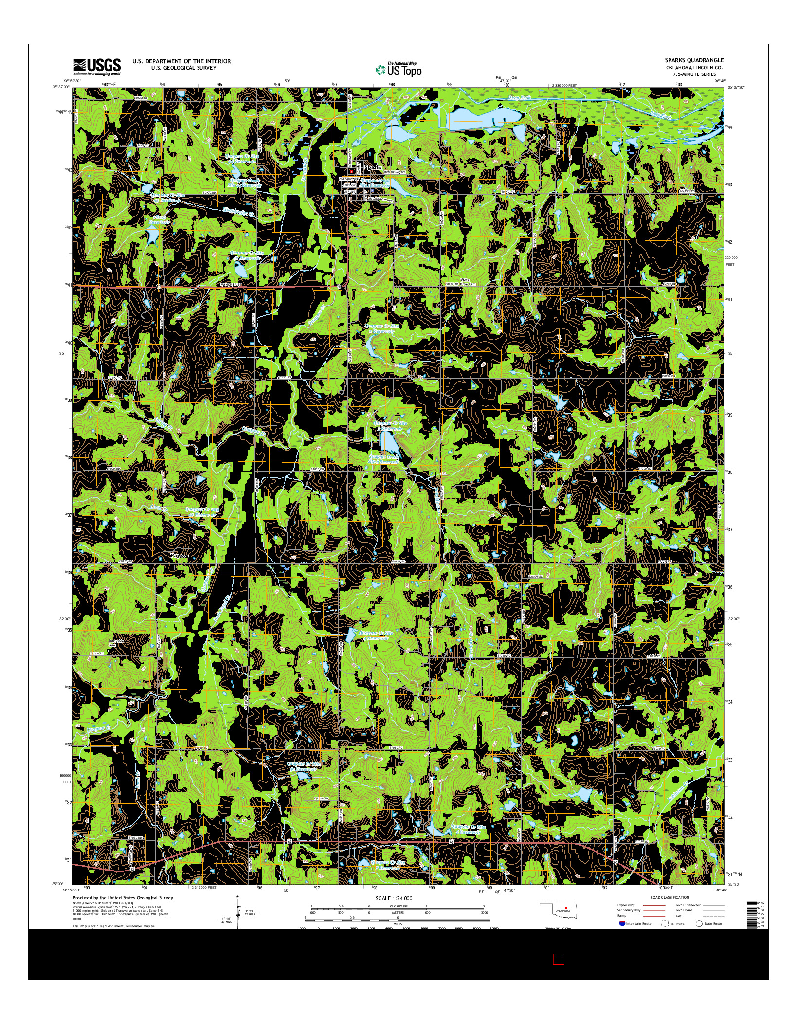 USGS US TOPO 7.5-MINUTE MAP FOR SPARKS, OK 2016