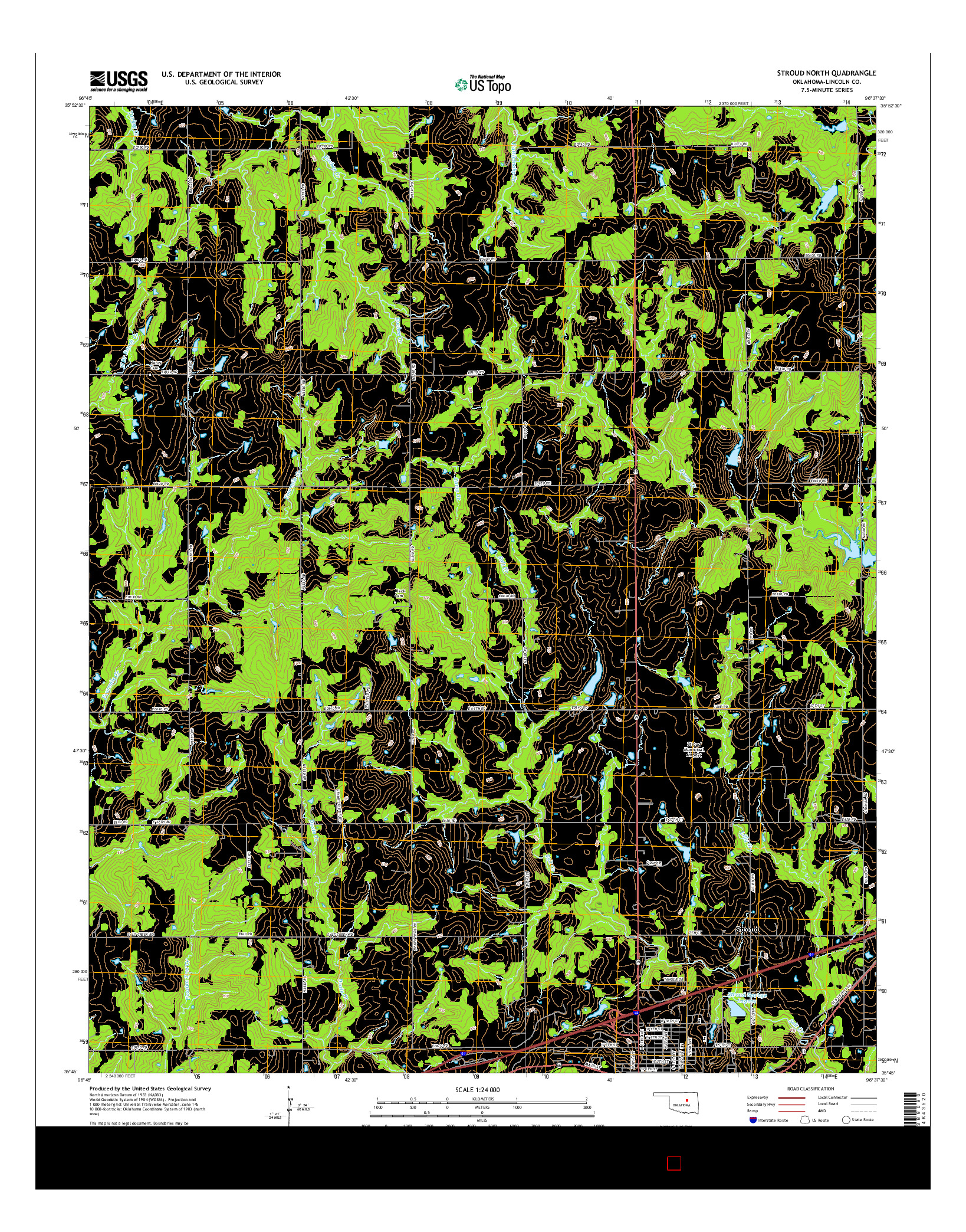 USGS US TOPO 7.5-MINUTE MAP FOR STROUD NORTH, OK 2016