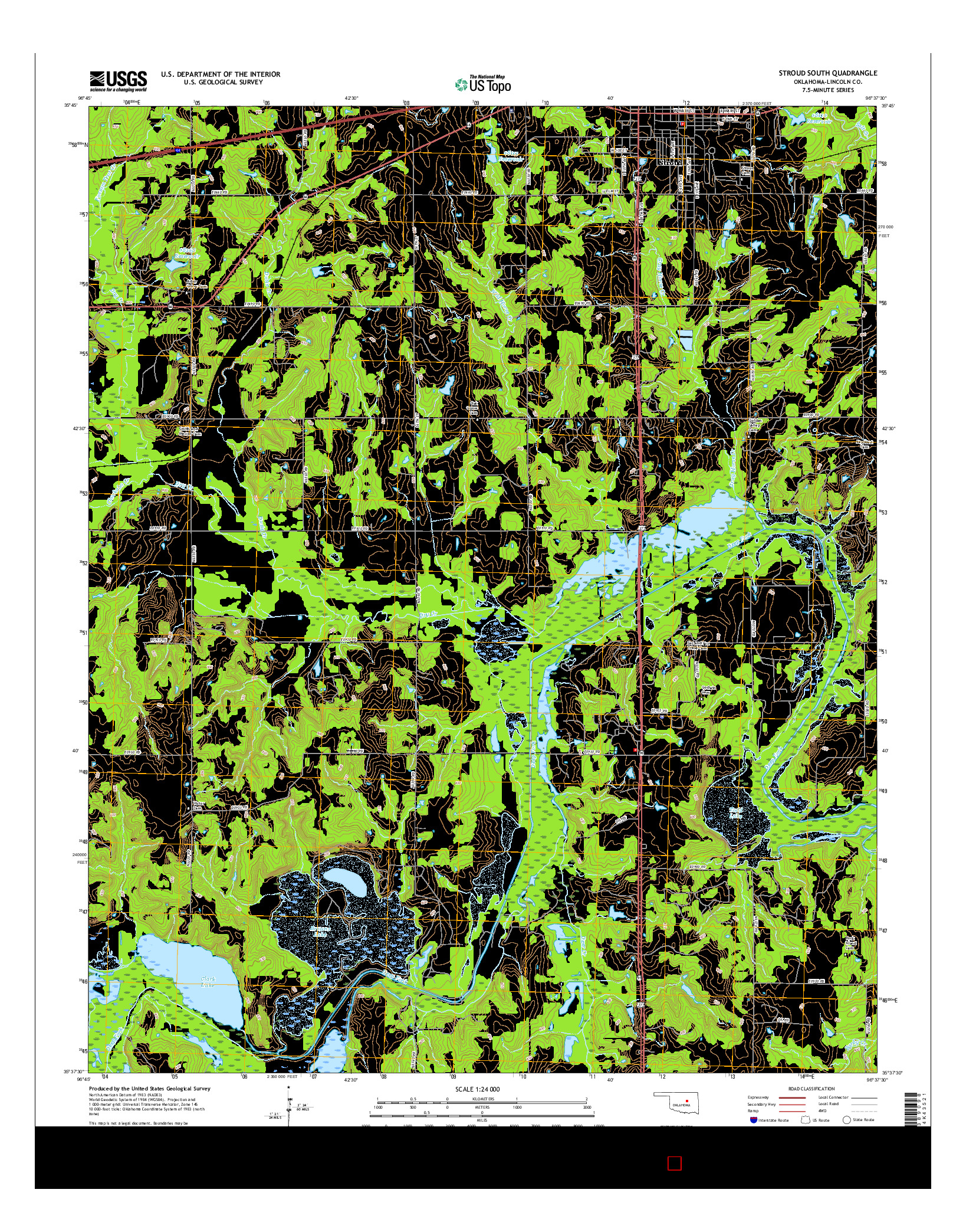 USGS US TOPO 7.5-MINUTE MAP FOR STROUD SOUTH, OK 2016