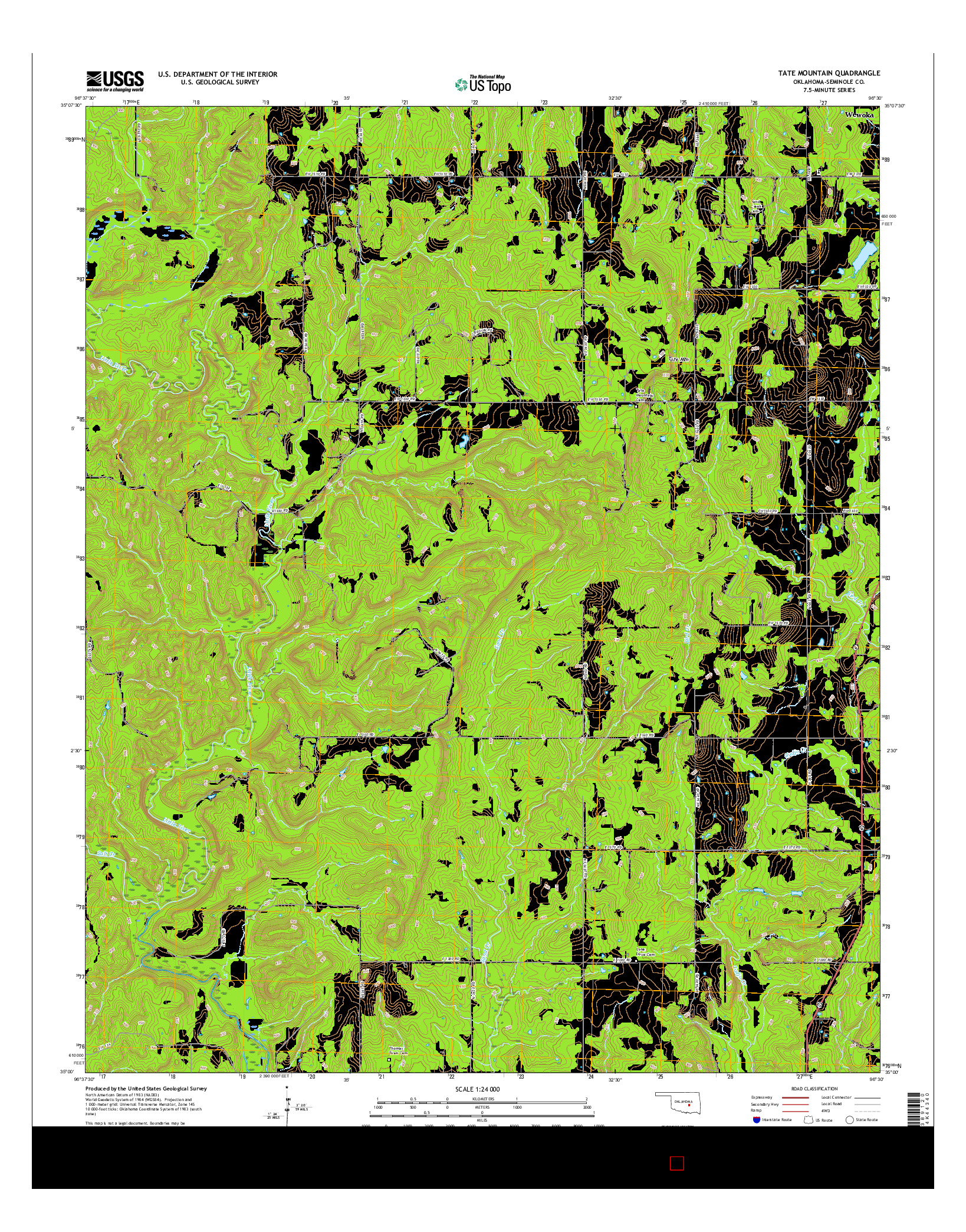 USGS US TOPO 7.5-MINUTE MAP FOR TATE MOUNTAIN, OK 2016