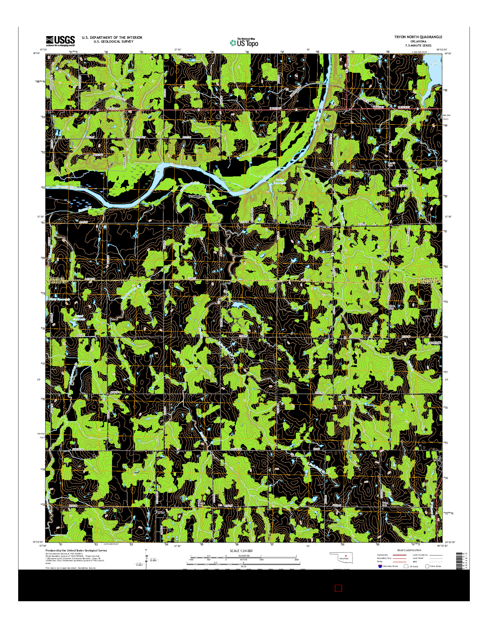 USGS US TOPO 7.5-MINUTE MAP FOR TRYON NORTH, OK 2016