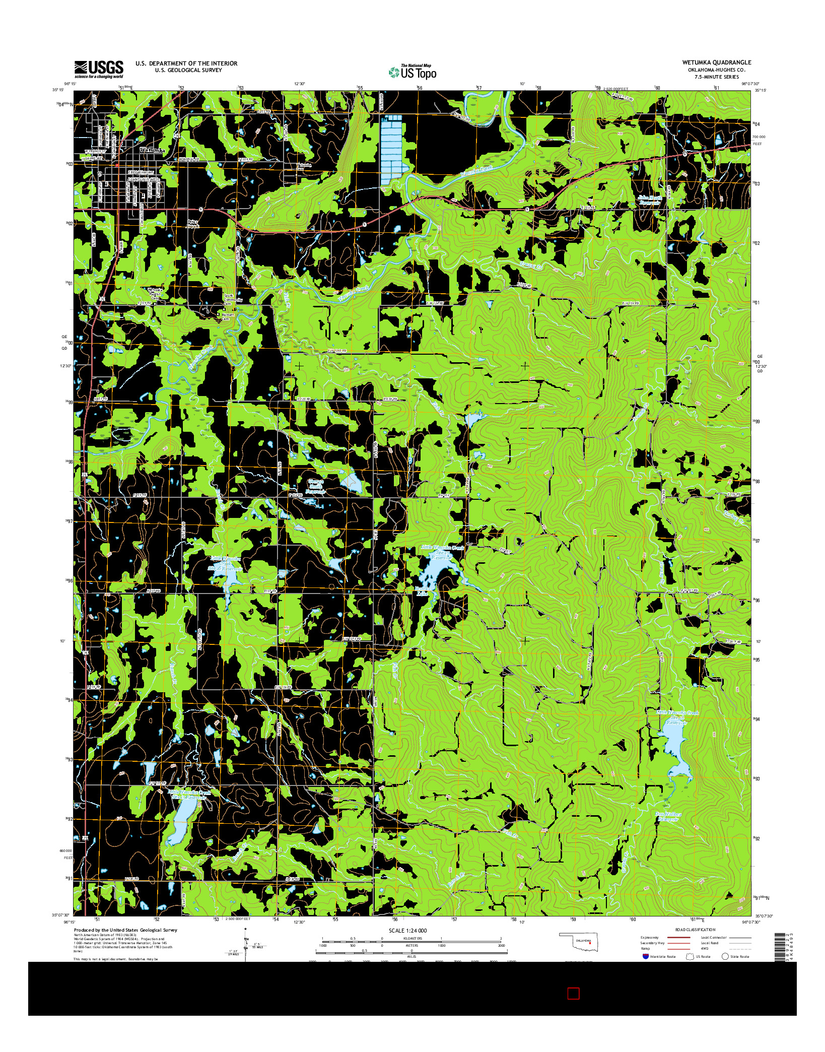 USGS US TOPO 7.5-MINUTE MAP FOR WETUMKA, OK 2016