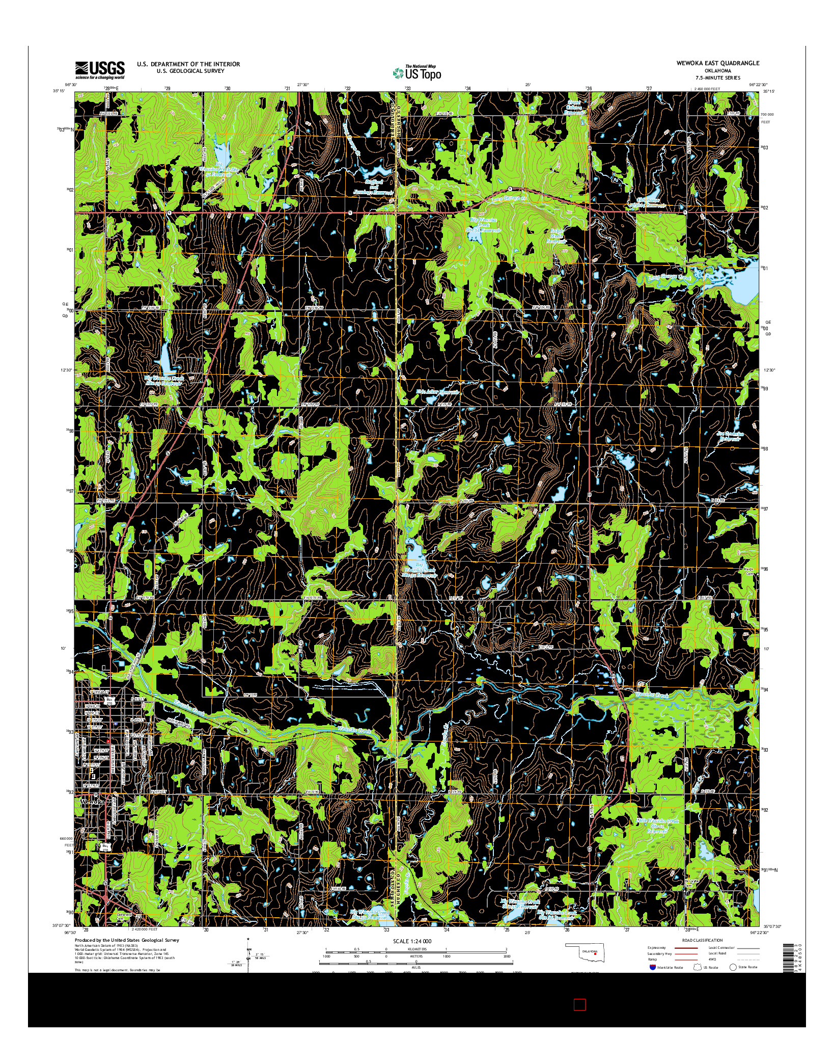 USGS US TOPO 7.5-MINUTE MAP FOR WEWOKA EAST, OK 2016