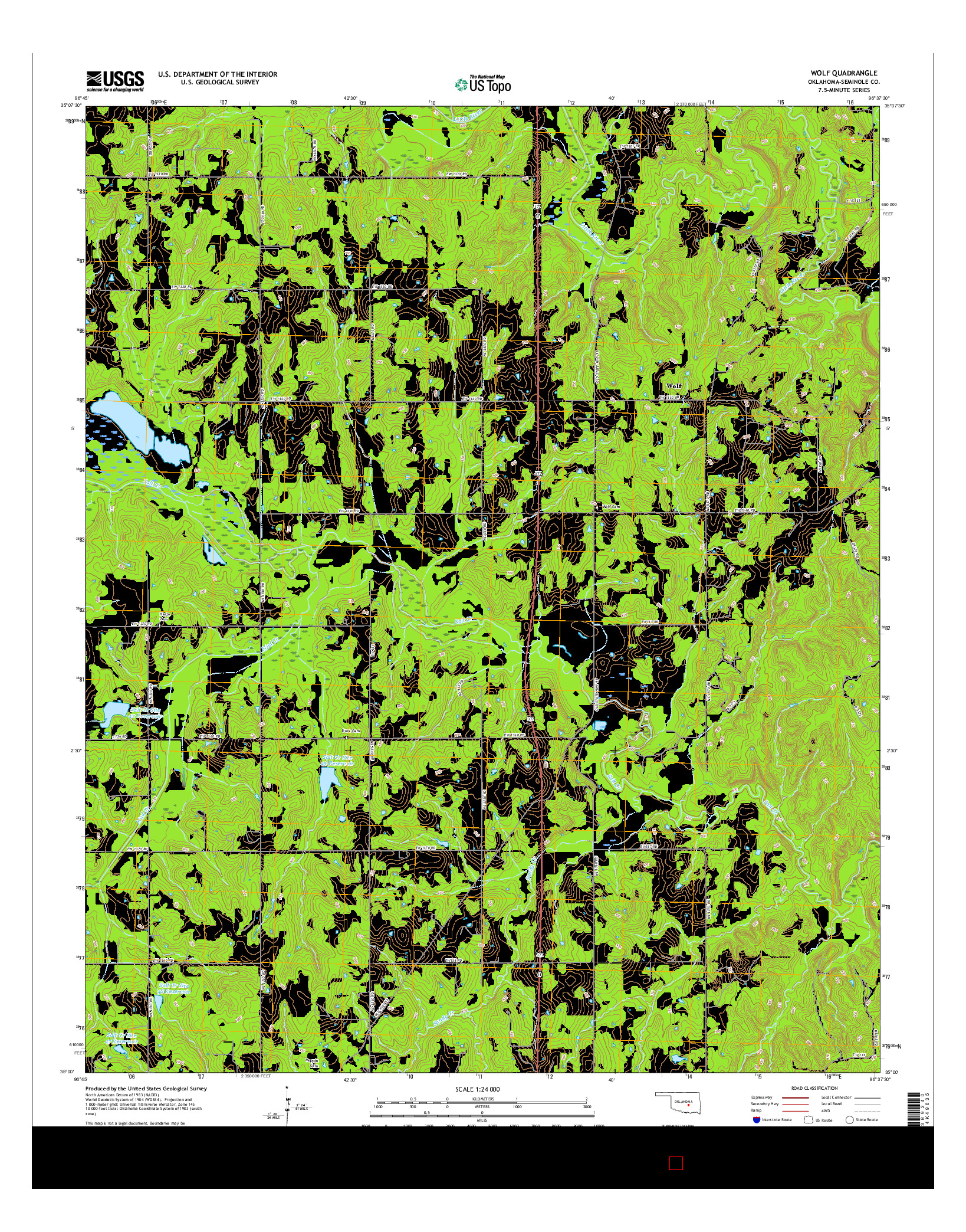 USGS US TOPO 7.5-MINUTE MAP FOR WOLF, OK 2016