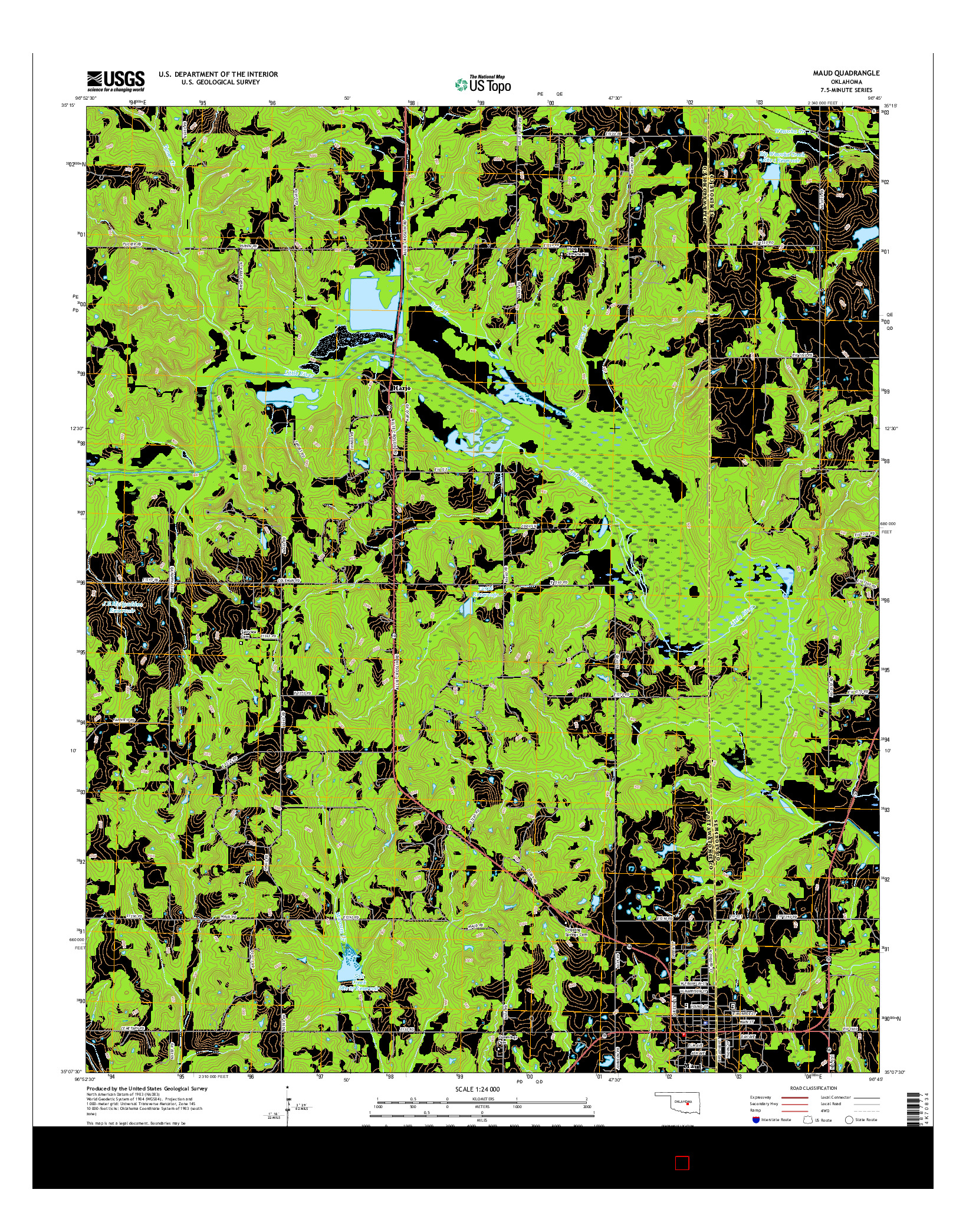 USGS US TOPO 7.5-MINUTE MAP FOR MAUD, OK 2016