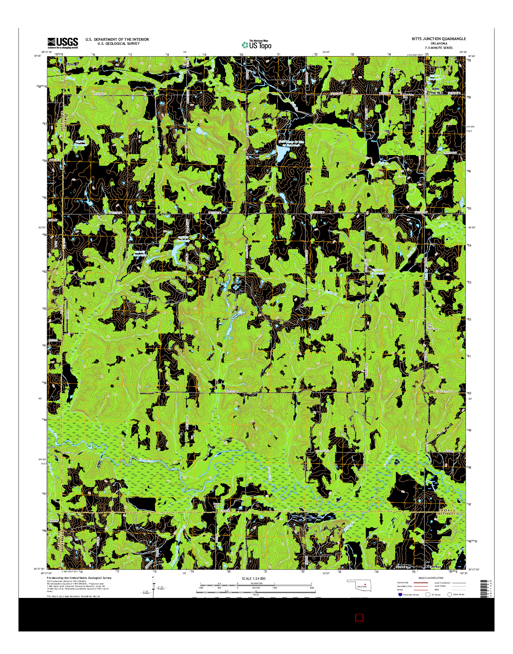 USGS US TOPO 7.5-MINUTE MAP FOR RITTS JUNCTION, OK 2016