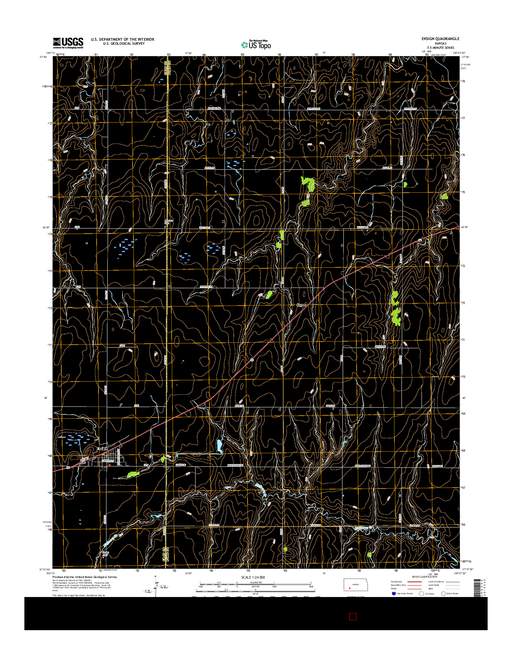 USGS US TOPO 7.5-MINUTE MAP FOR ENSIGN, KS 2016