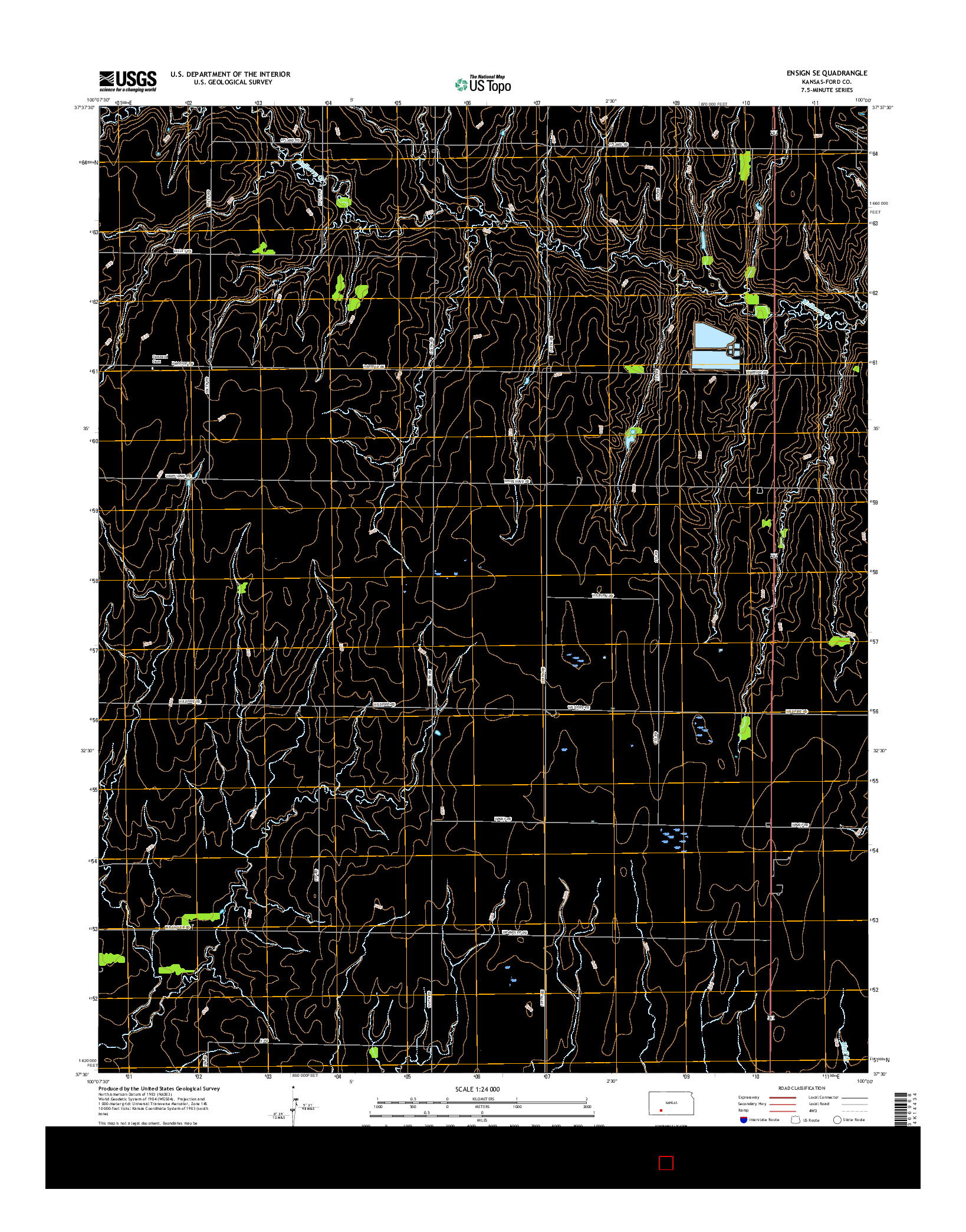 USGS US TOPO 7.5-MINUTE MAP FOR ENSIGN SE, KS 2016