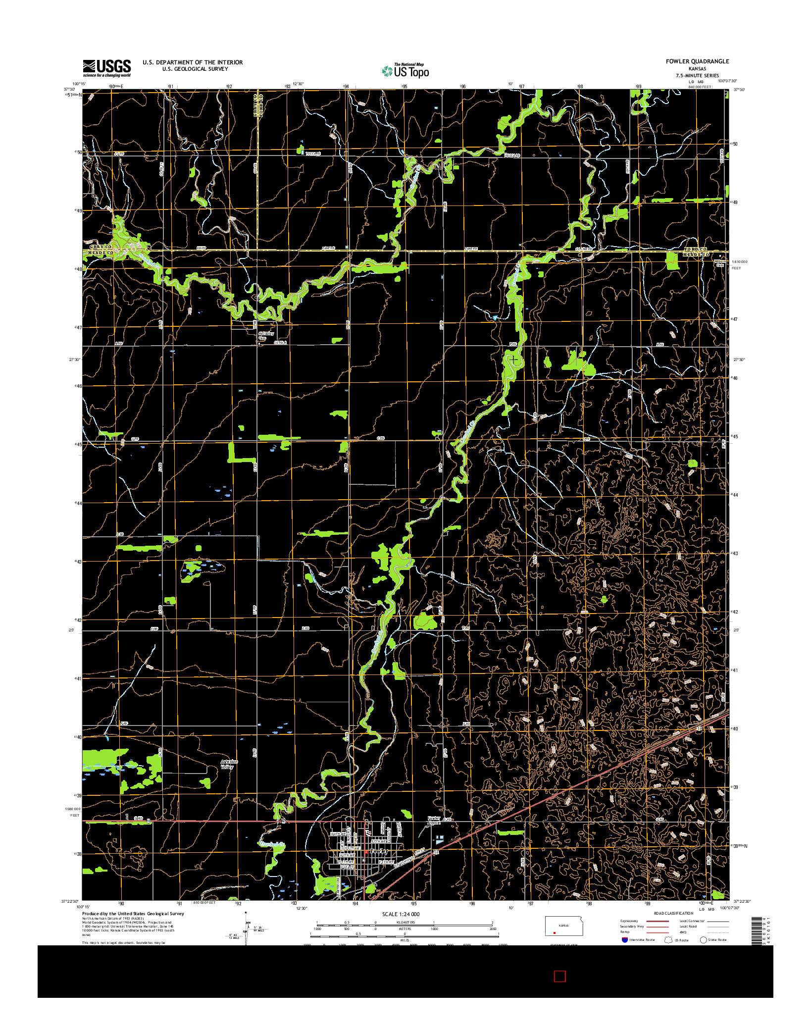 USGS US TOPO 7.5-MINUTE MAP FOR FOWLER, KS 2016