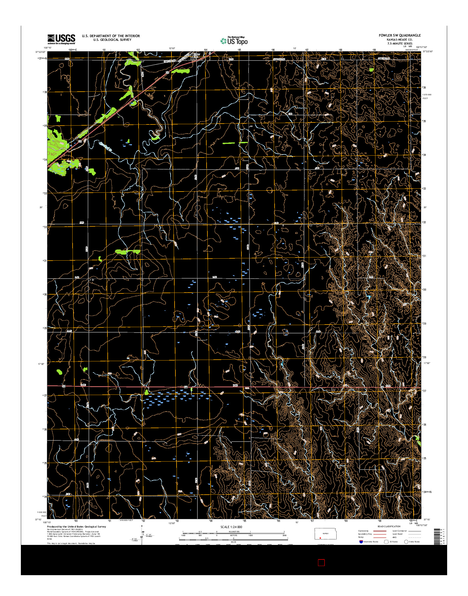 USGS US TOPO 7.5-MINUTE MAP FOR FOWLER SW, KS 2016