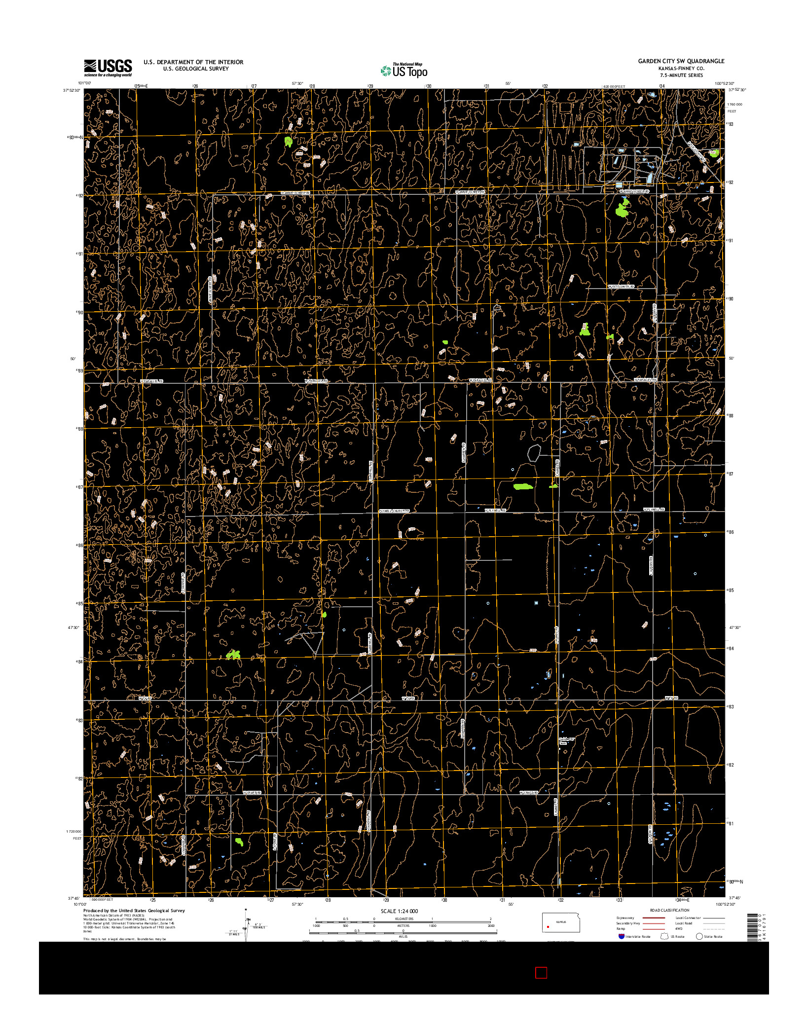 USGS US TOPO 7.5-MINUTE MAP FOR GARDEN CITY SW, KS 2016