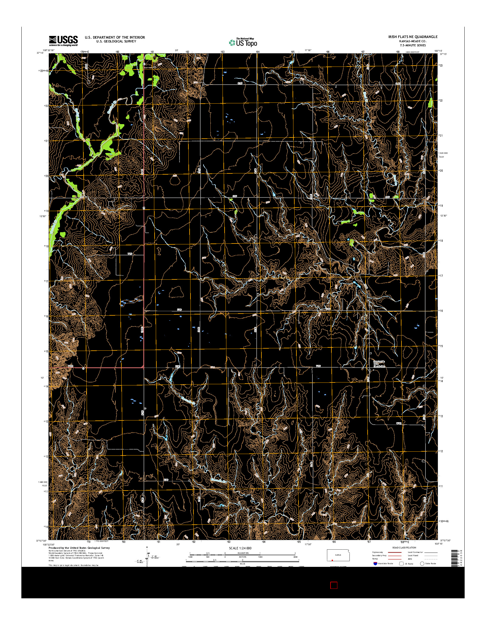 USGS US TOPO 7.5-MINUTE MAP FOR IRISH FLATS NE, KS 2016
