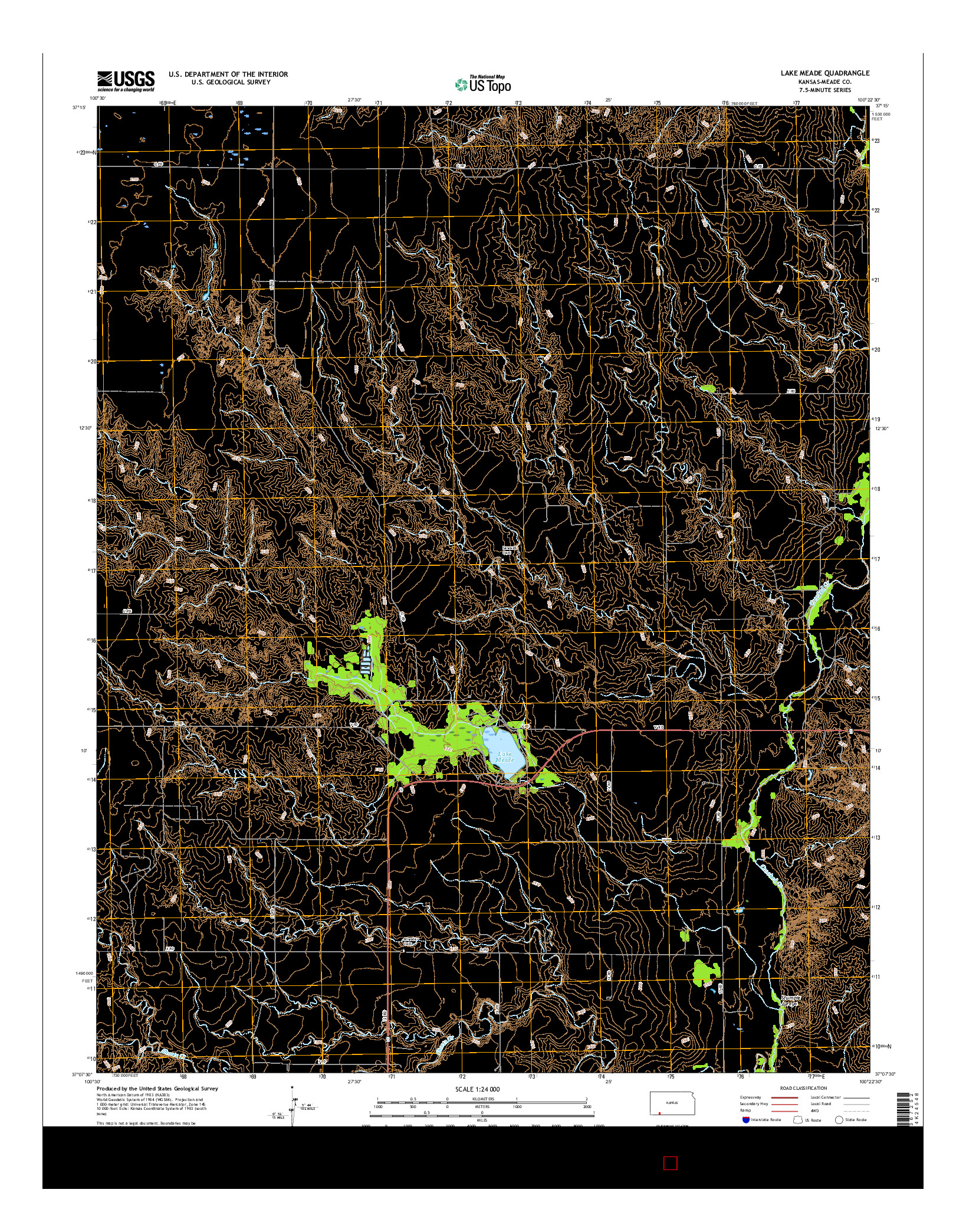 USGS US TOPO 7.5-MINUTE MAP FOR LAKE MEADE, KS 2016
