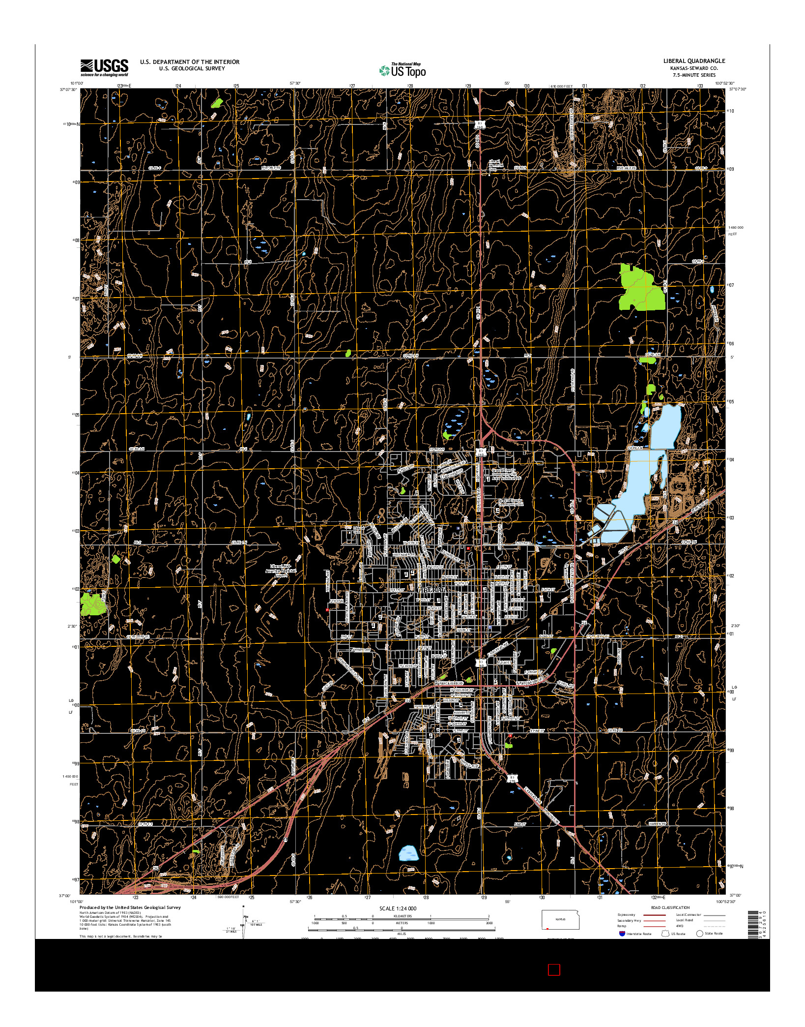 USGS US TOPO 7.5-MINUTE MAP FOR LIBERAL, KS 2016