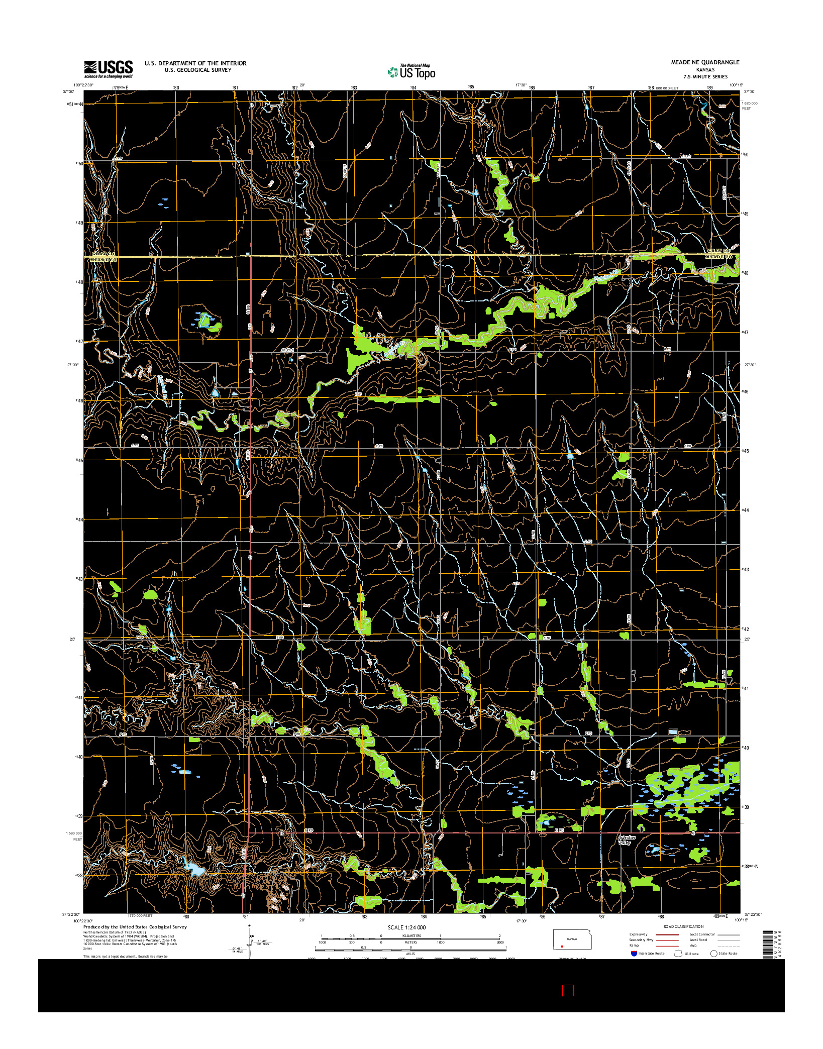 USGS US TOPO 7.5-MINUTE MAP FOR MEADE NE, KS 2016