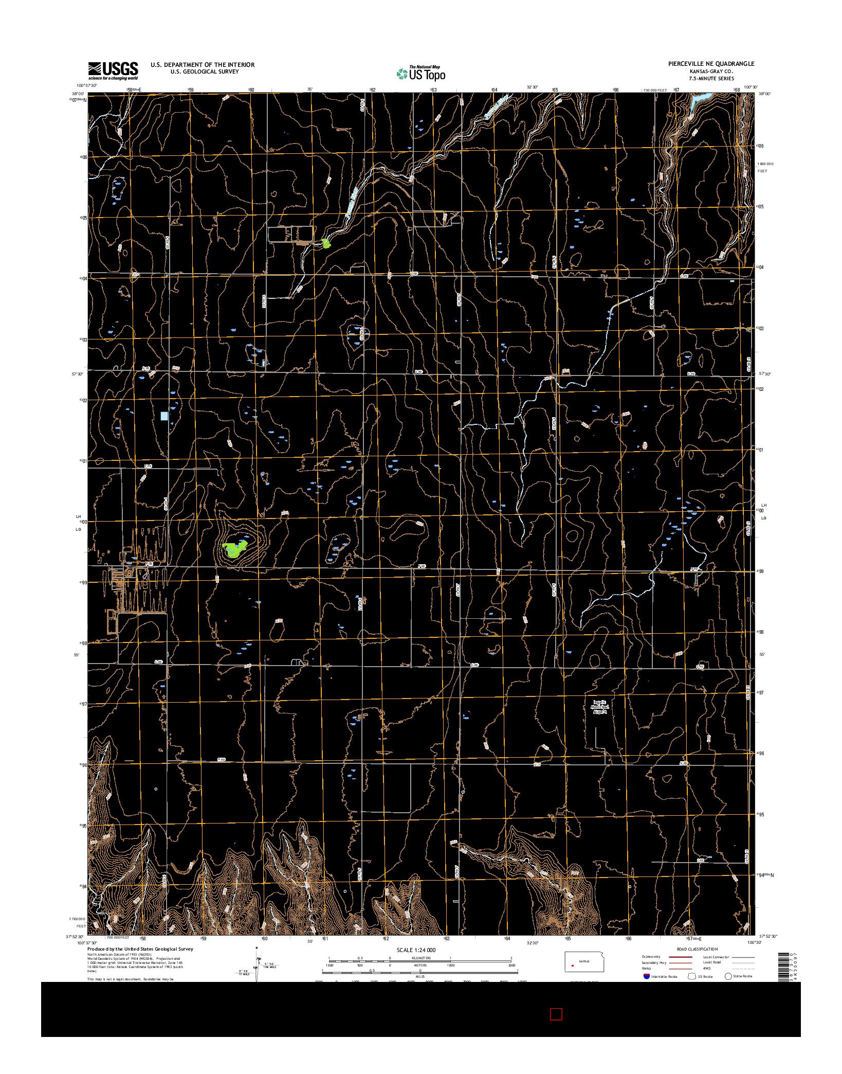 USGS US TOPO 7.5-MINUTE MAP FOR PIERCEVILLE NE, KS 2016