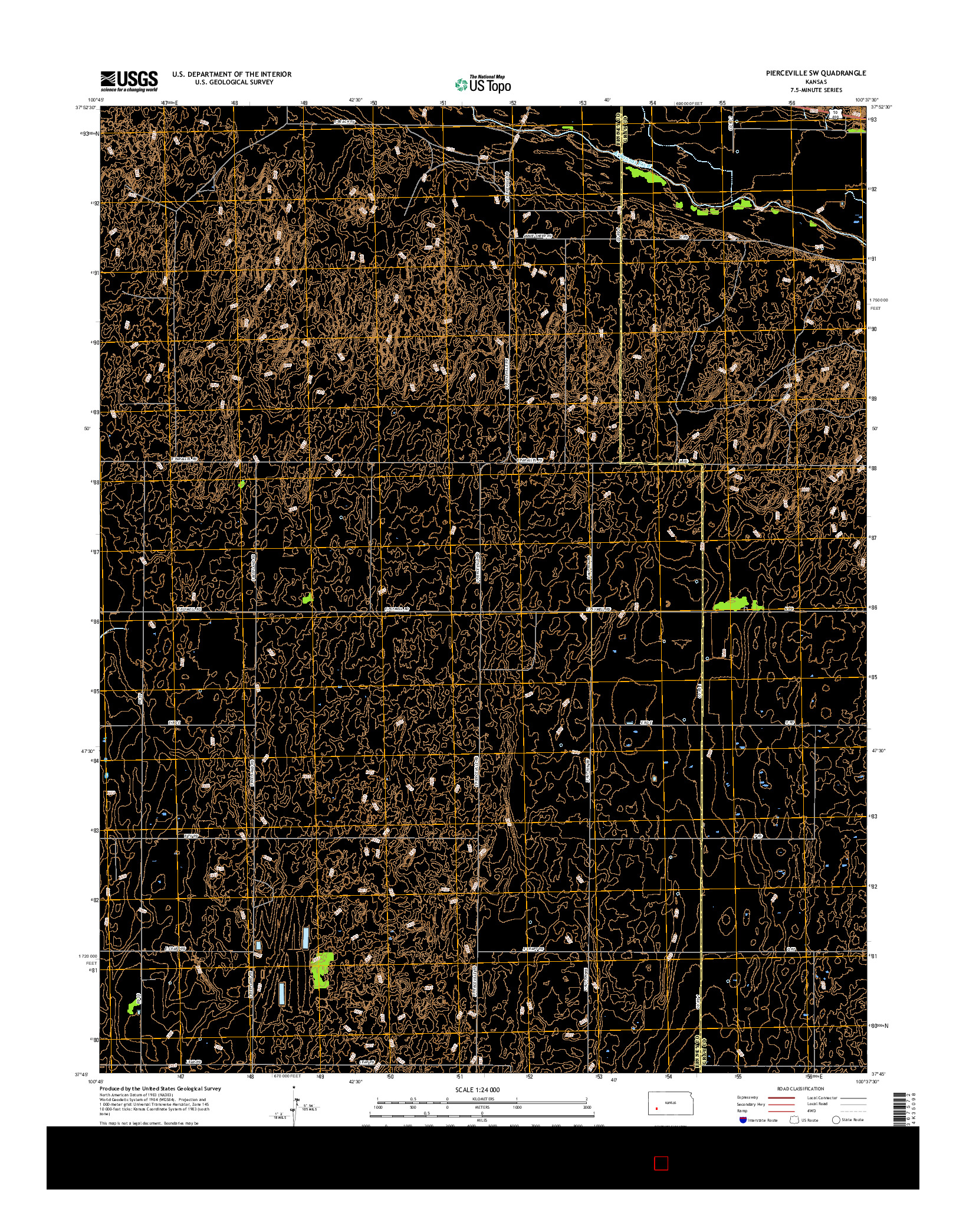 USGS US TOPO 7.5-MINUTE MAP FOR PIERCEVILLE SW, KS 2016