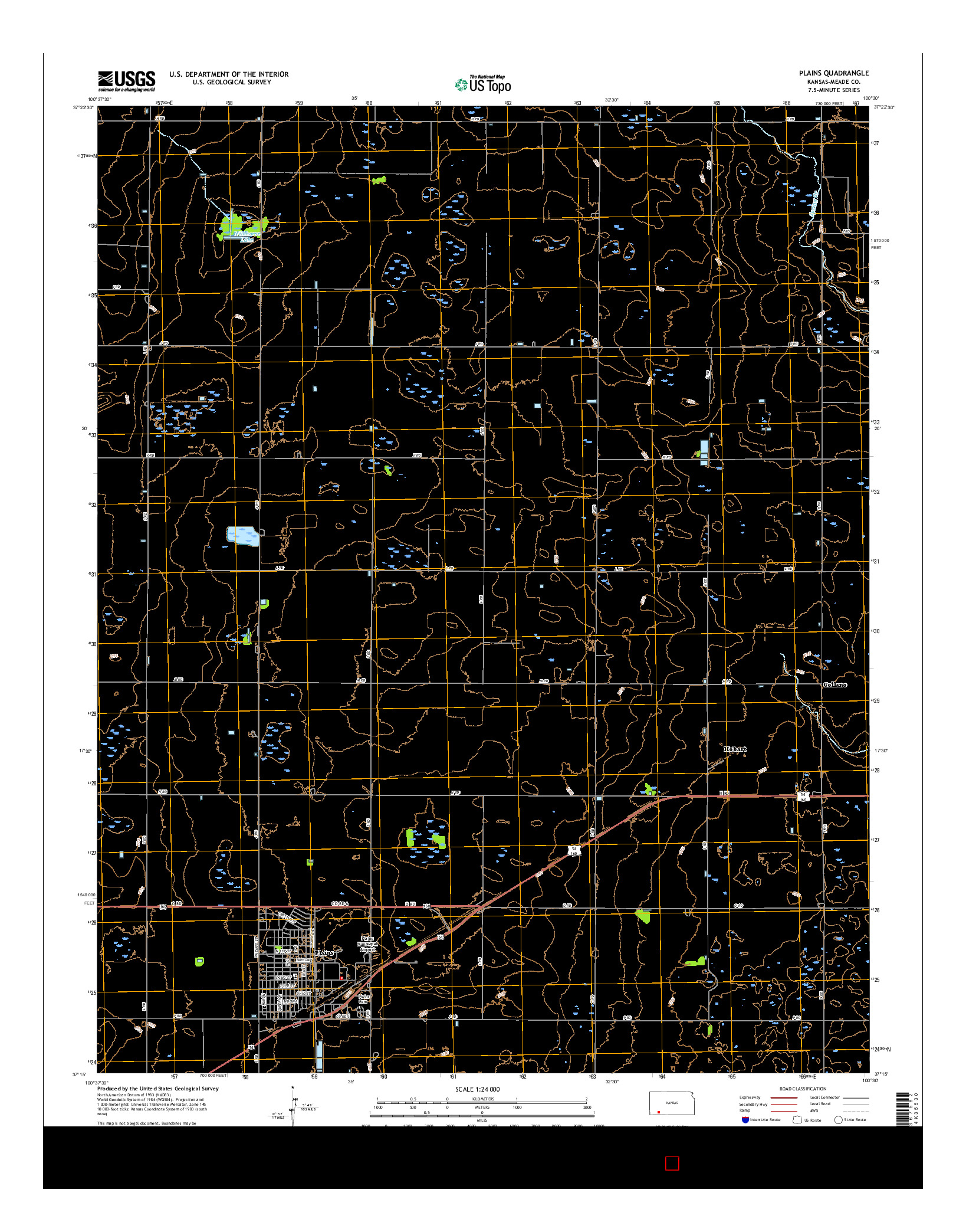 USGS US TOPO 7.5-MINUTE MAP FOR PLAINS, KS 2016