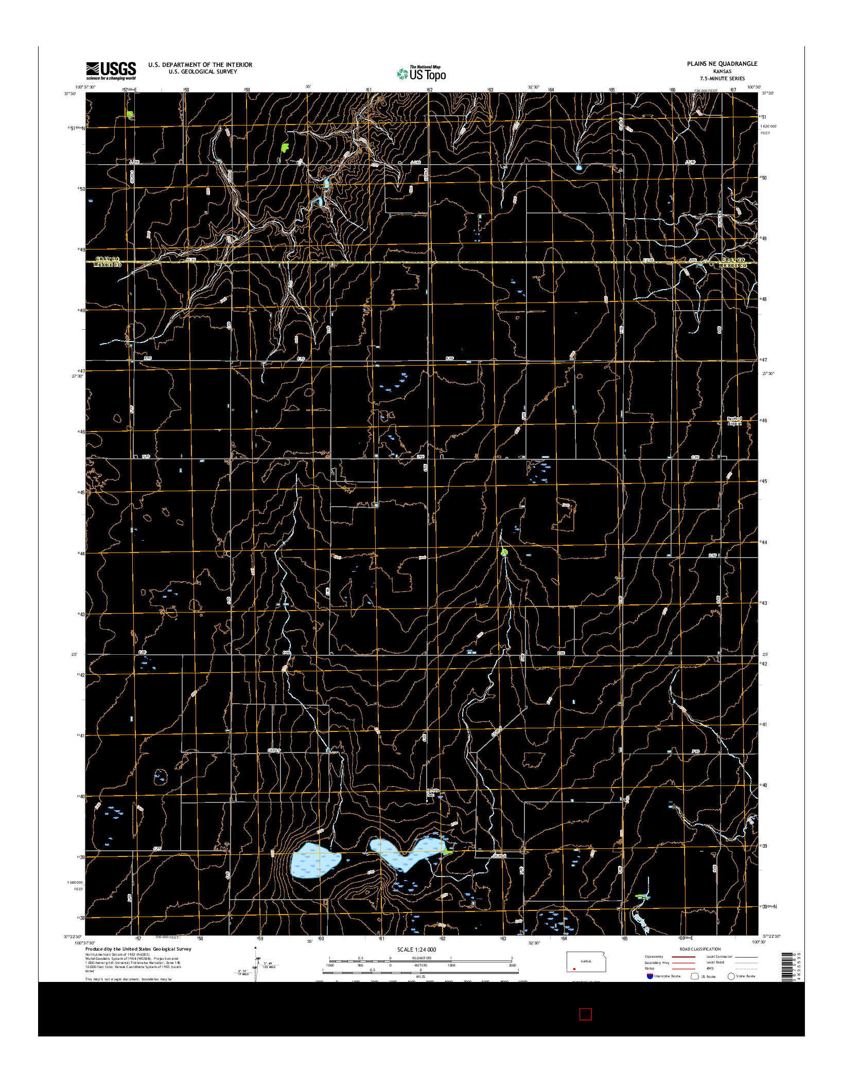 USGS US TOPO 7.5-MINUTE MAP FOR PLAINS NE, KS 2016