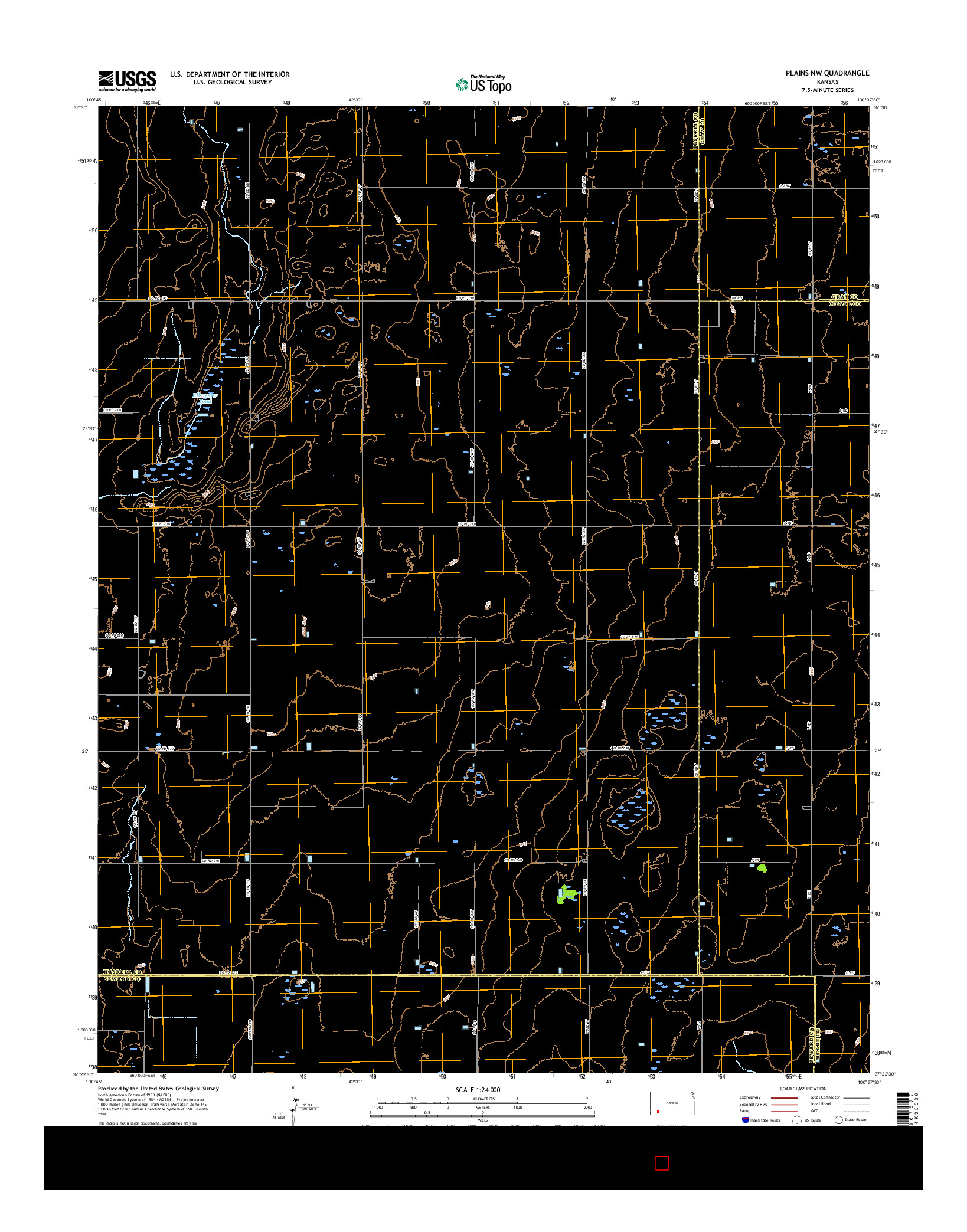 USGS US TOPO 7.5-MINUTE MAP FOR PLAINS NW, KS 2016