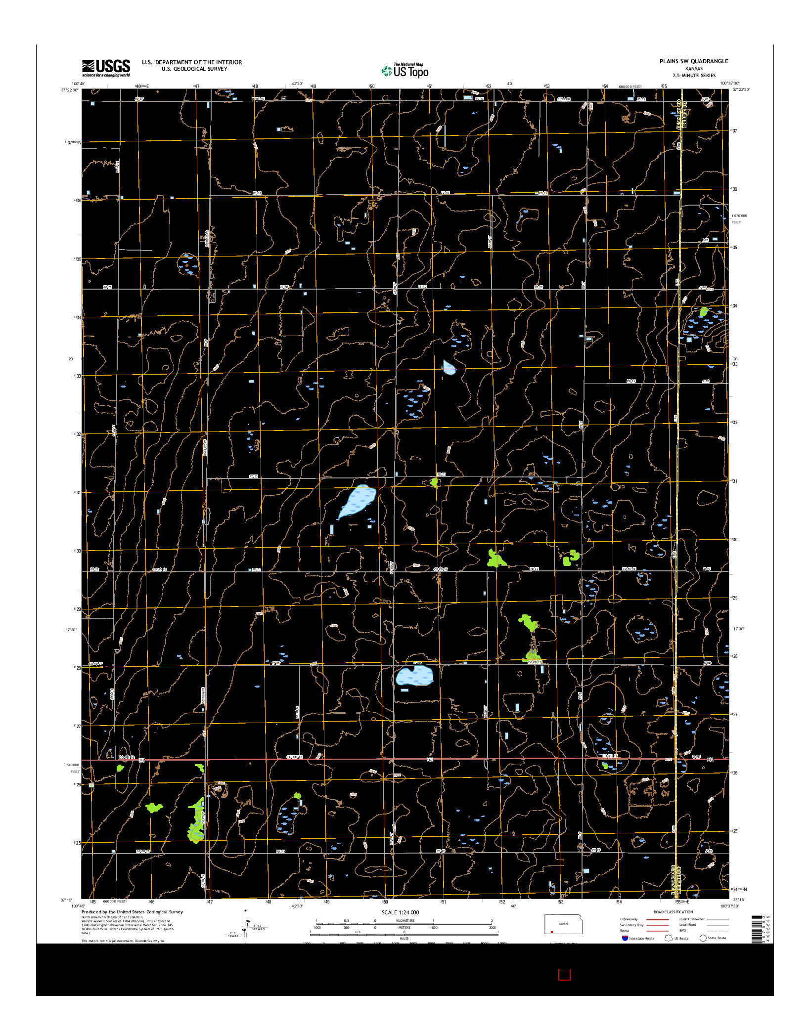 USGS US TOPO 7.5-MINUTE MAP FOR PLAINS SW, KS 2016