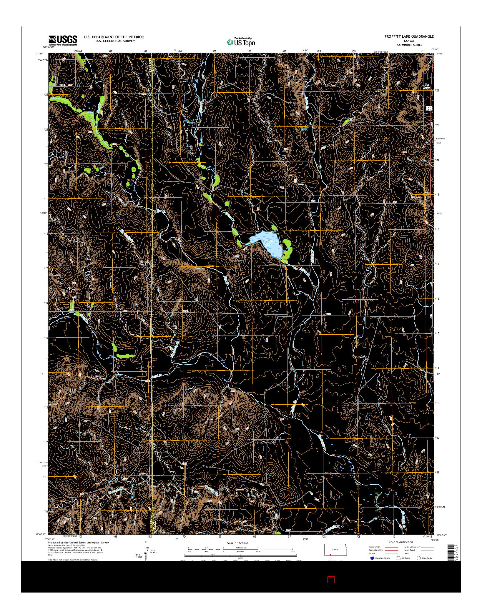 USGS US TOPO 7.5-MINUTE MAP FOR PROFFITT LAKE, KS 2016
