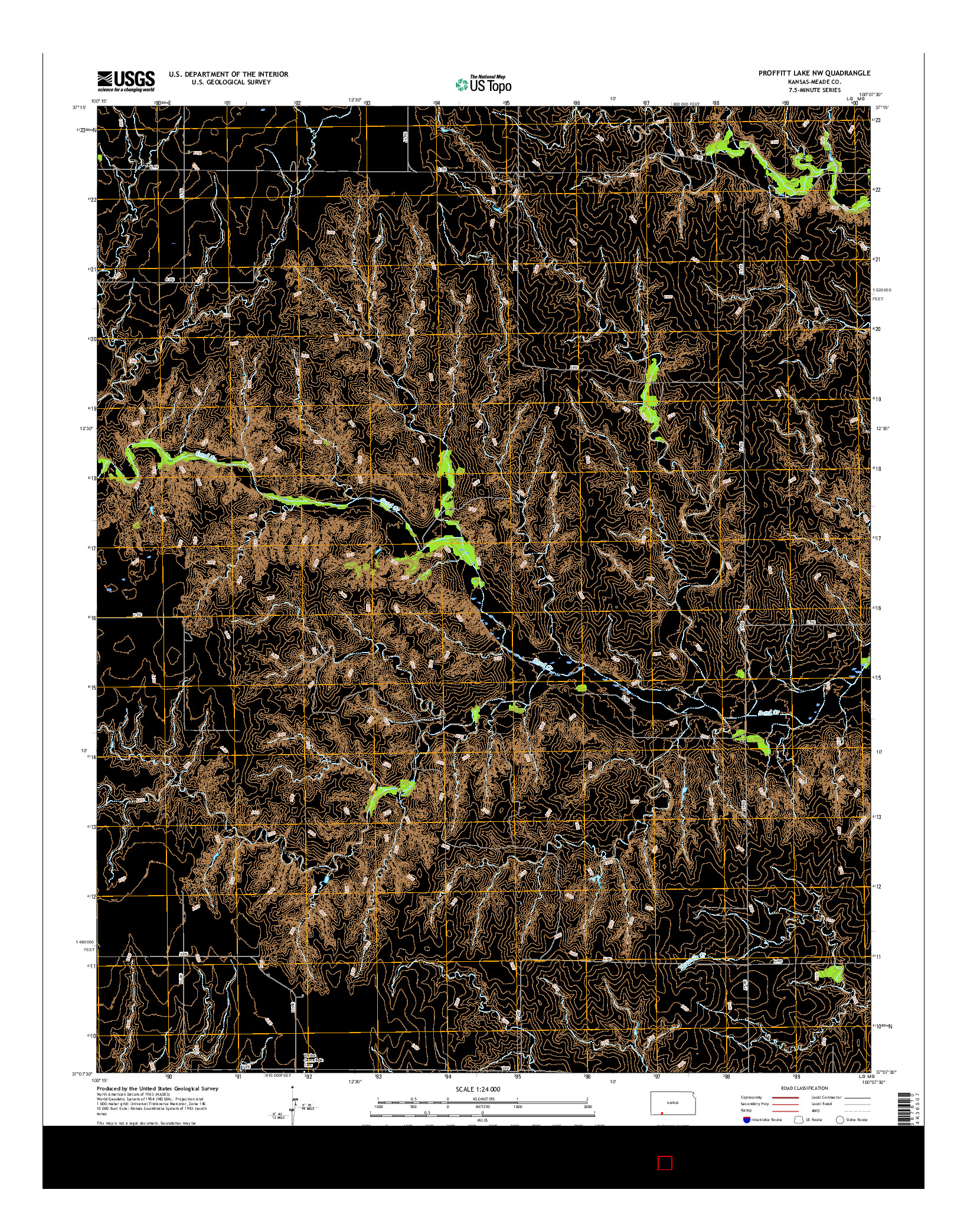 USGS US TOPO 7.5-MINUTE MAP FOR PROFFITT LAKE NW, KS 2016