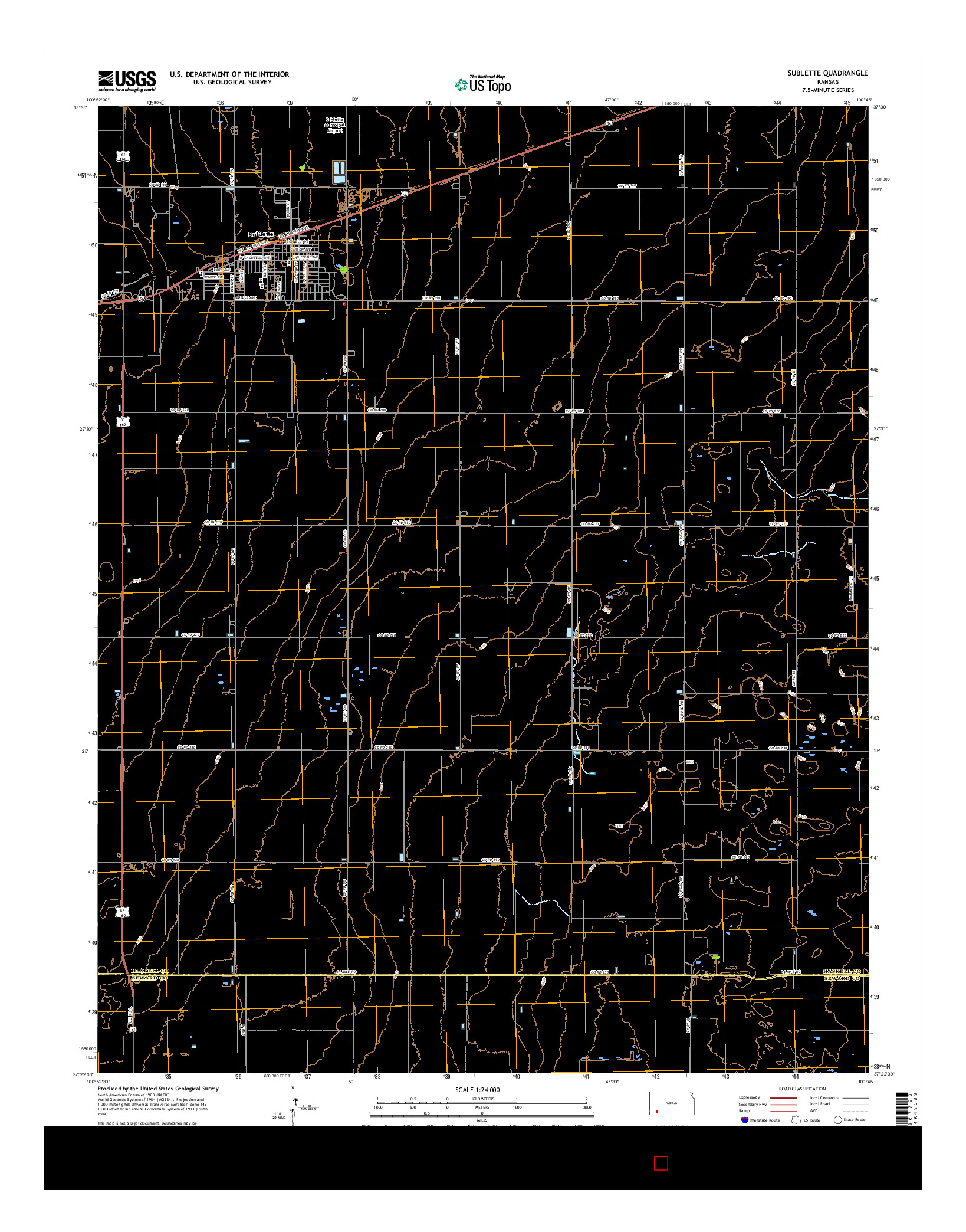 USGS US TOPO 7.5-MINUTE MAP FOR SUBLETTE, KS 2016