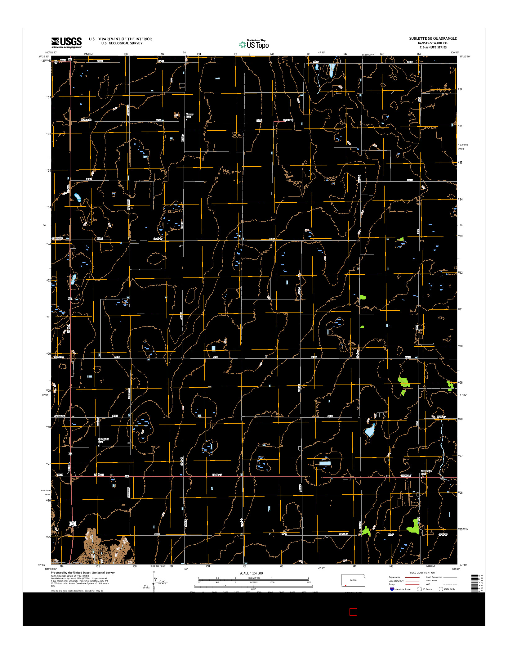 USGS US TOPO 7.5-MINUTE MAP FOR SUBLETTE SE, KS 2016