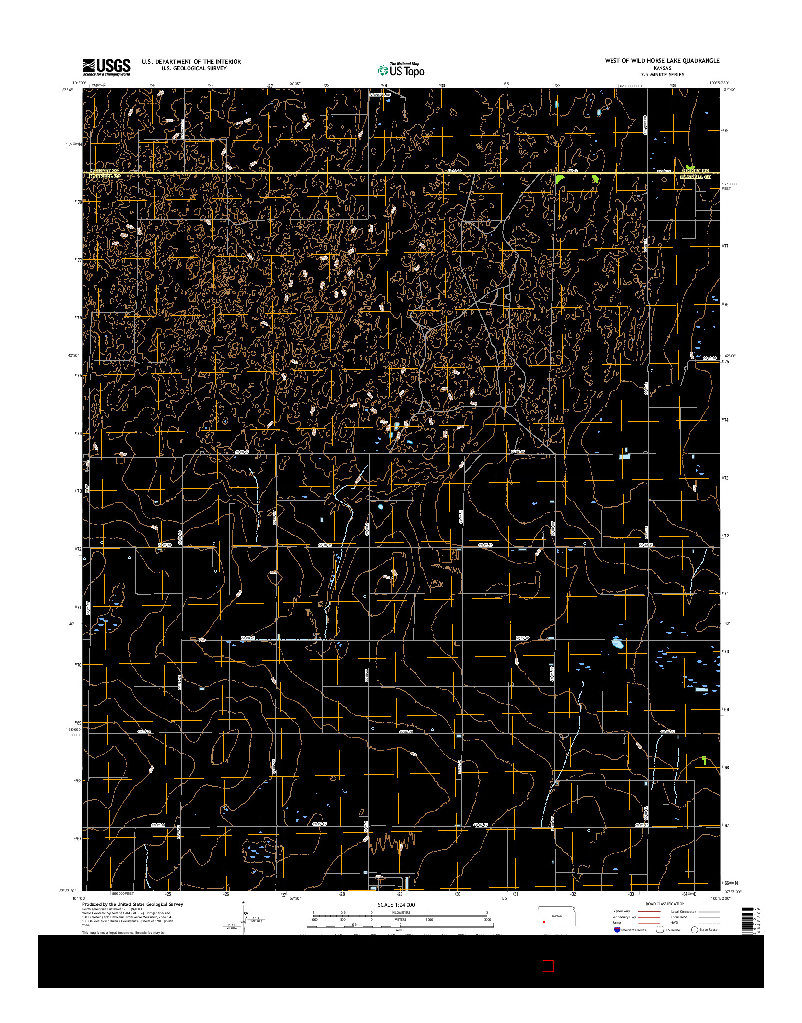 USGS US TOPO 7.5-MINUTE MAP FOR WEST OF WILD HORSE LAKE, KS 2016