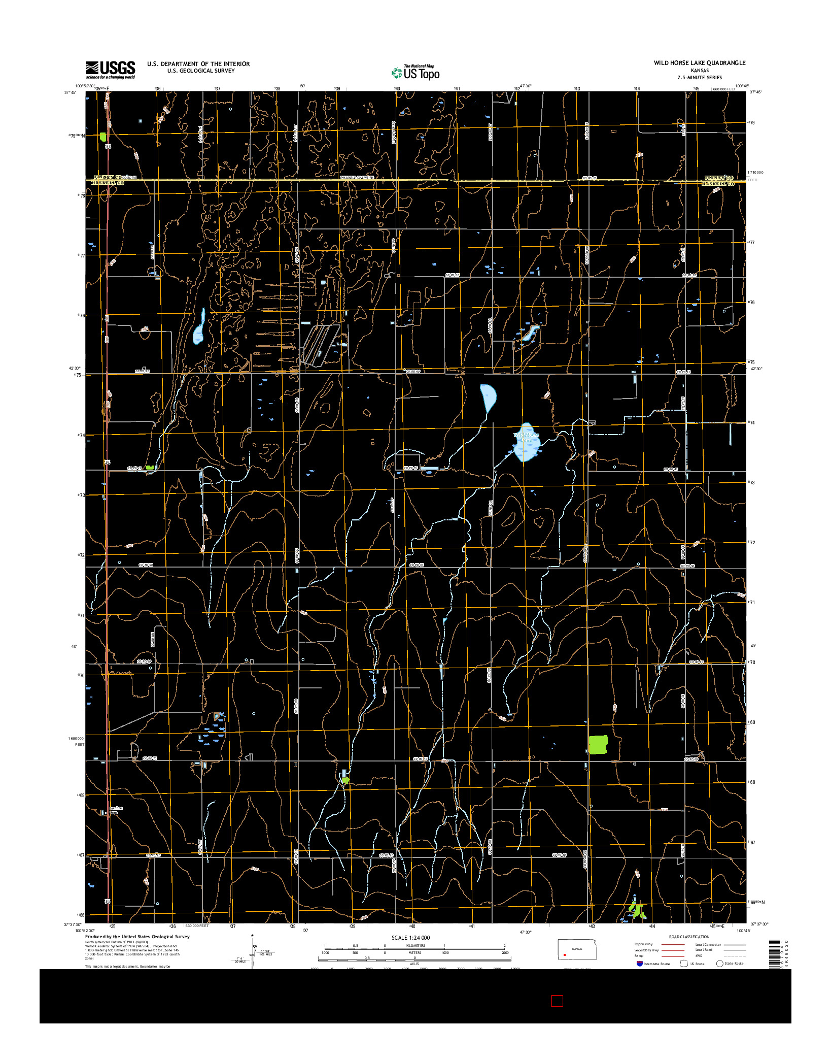 USGS US TOPO 7.5-MINUTE MAP FOR WILD HORSE LAKE, KS 2016