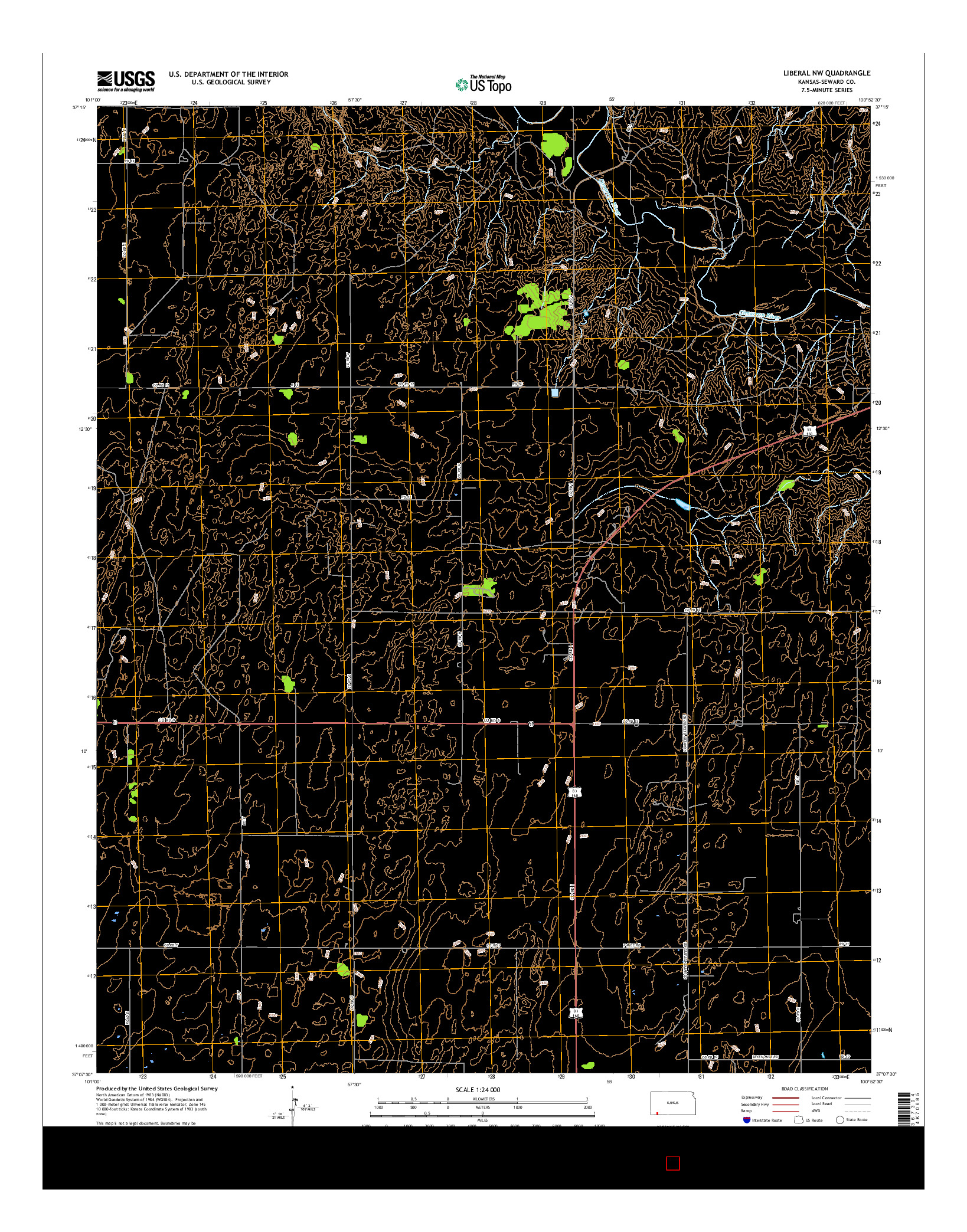 USGS US TOPO 7.5-MINUTE MAP FOR LIBERAL NW, KS 2016