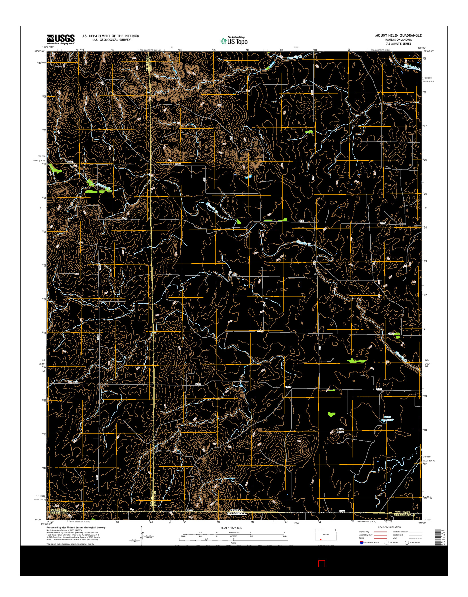 USGS US TOPO 7.5-MINUTE MAP FOR MOUNT HELEN, KS-OK 2016