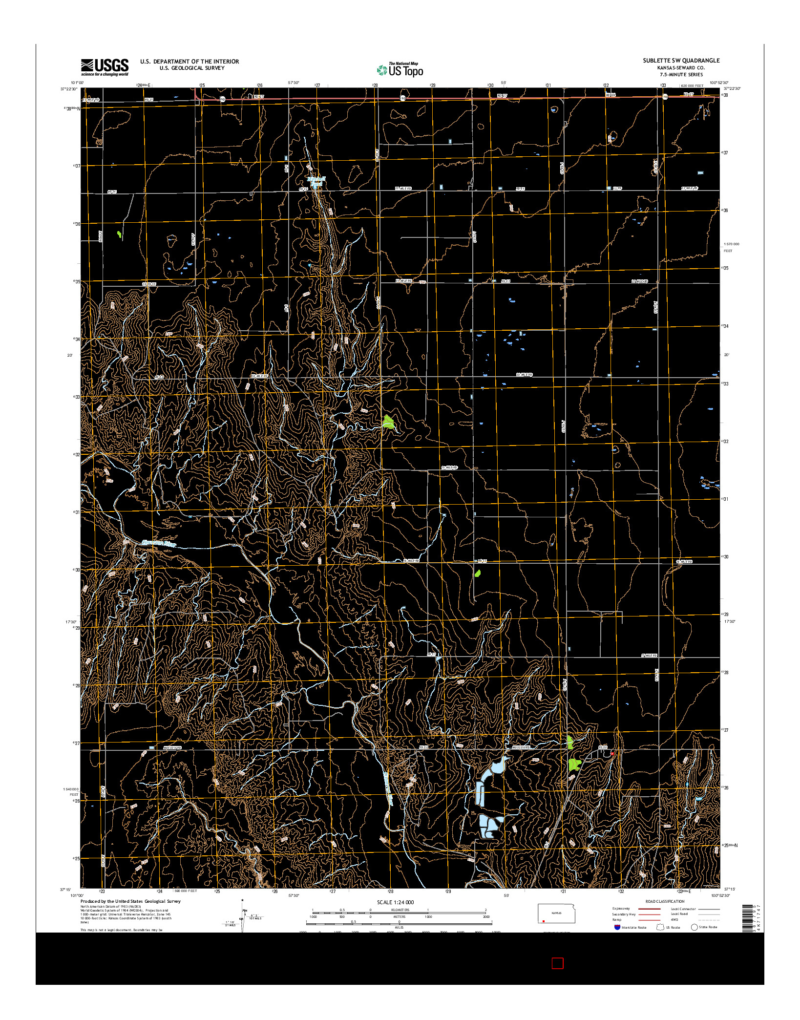 USGS US TOPO 7.5-MINUTE MAP FOR SUBLETTE SW, KS 2016
