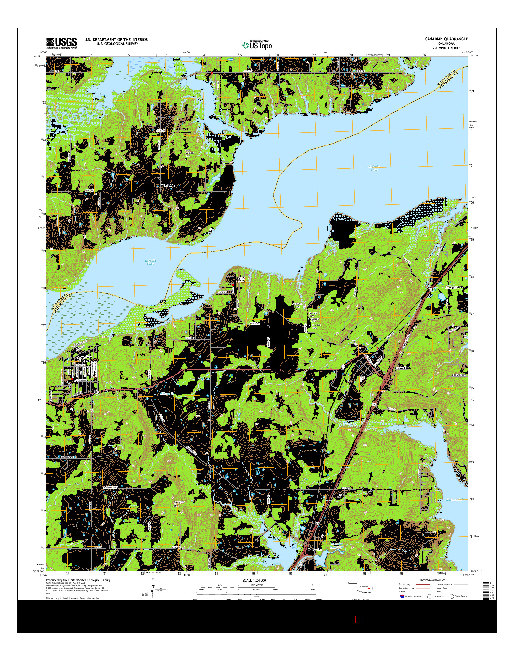 USGS US TOPO 7.5-MINUTE MAP FOR CANADIAN, OK 2016