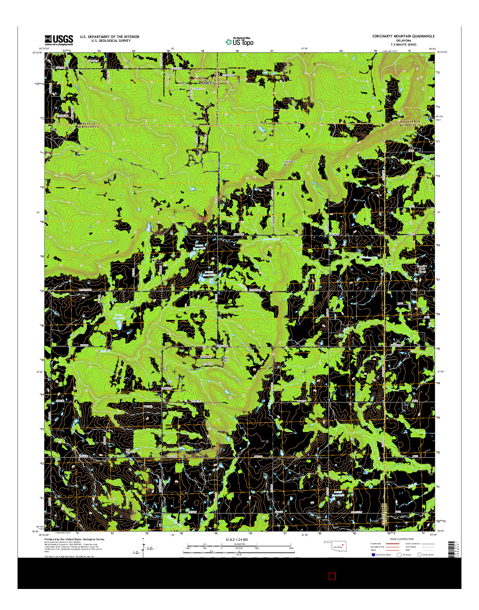 USGS US TOPO 7.5-MINUTE MAP FOR CONCHARTY MOUNTAIN, OK 2016