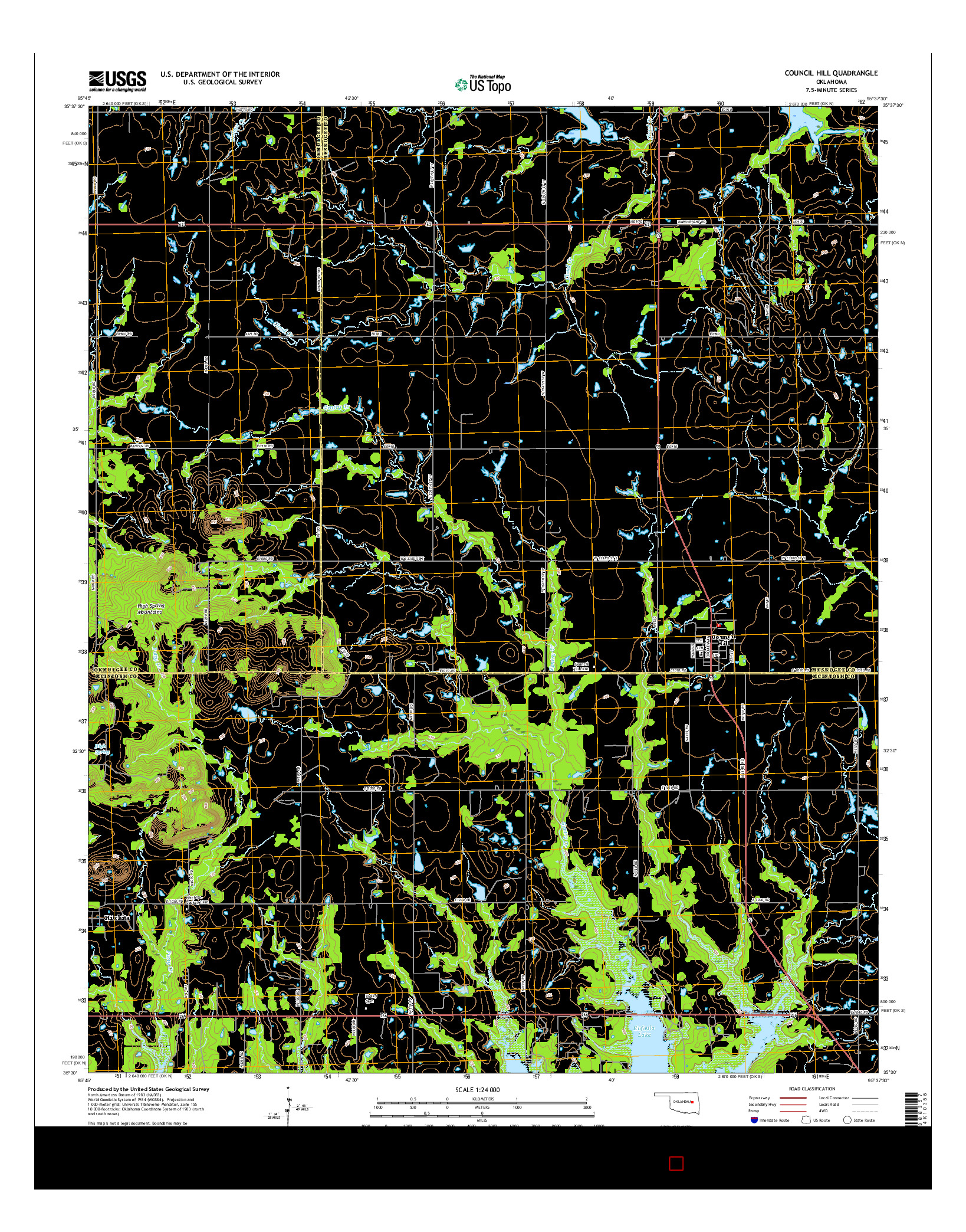 USGS US TOPO 7.5-MINUTE MAP FOR COUNCIL HILL, OK 2016