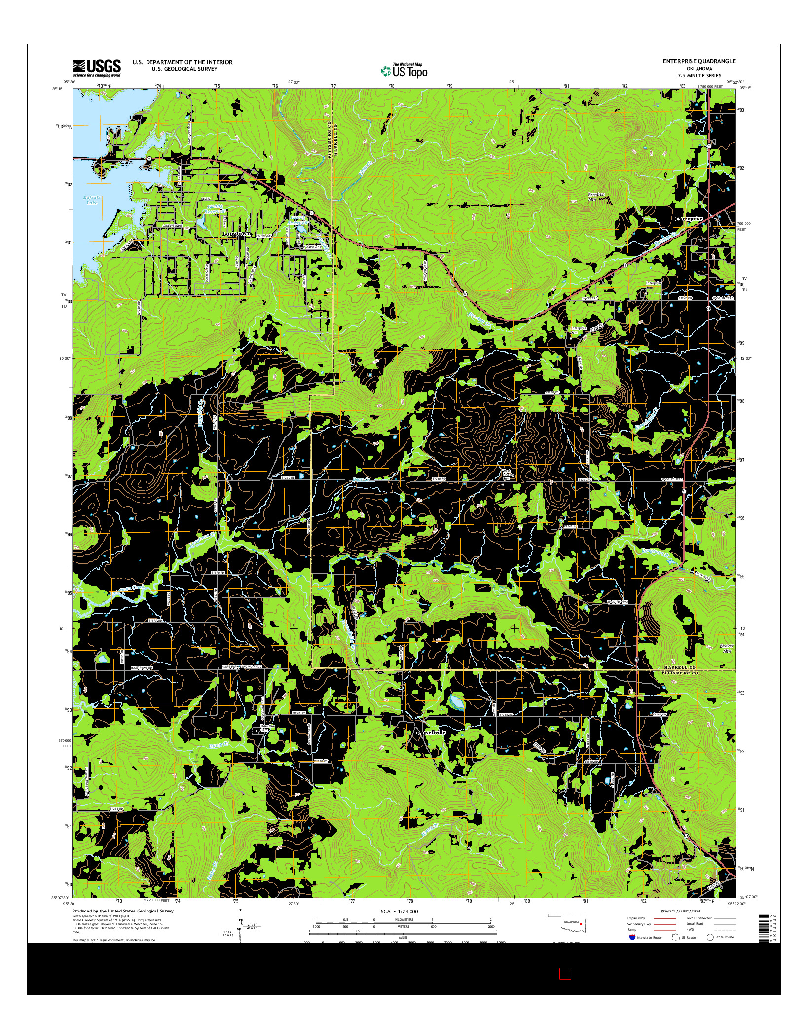 USGS US TOPO 7.5-MINUTE MAP FOR ENTERPRISE, OK 2016