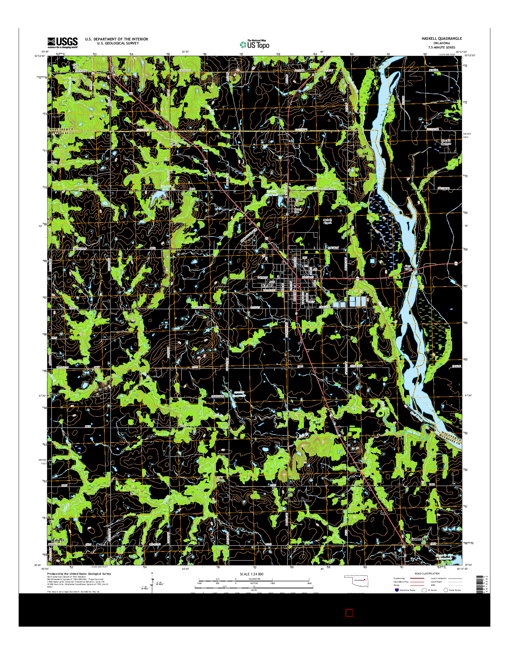 USGS US TOPO 7.5-MINUTE MAP FOR HASKELL, OK 2016