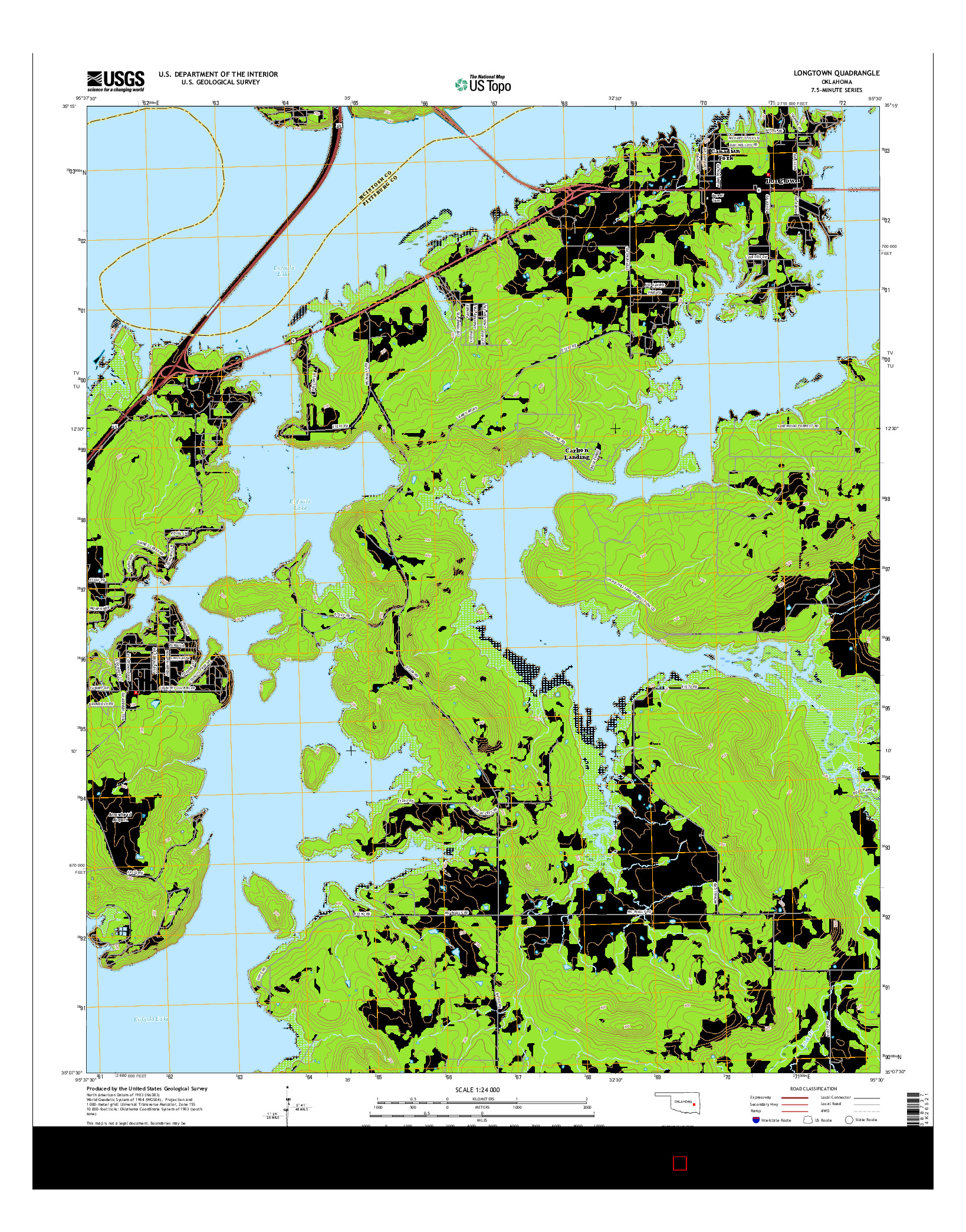 USGS US TOPO 7.5-MINUTE MAP FOR LONGTOWN, OK 2016