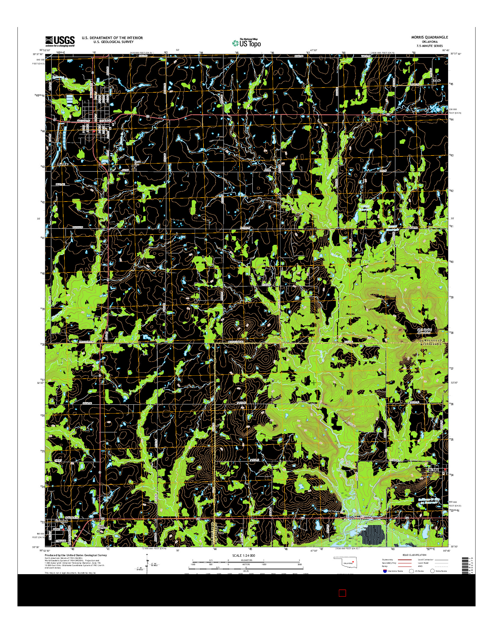 USGS US TOPO 7.5-MINUTE MAP FOR MORRIS, OK 2016