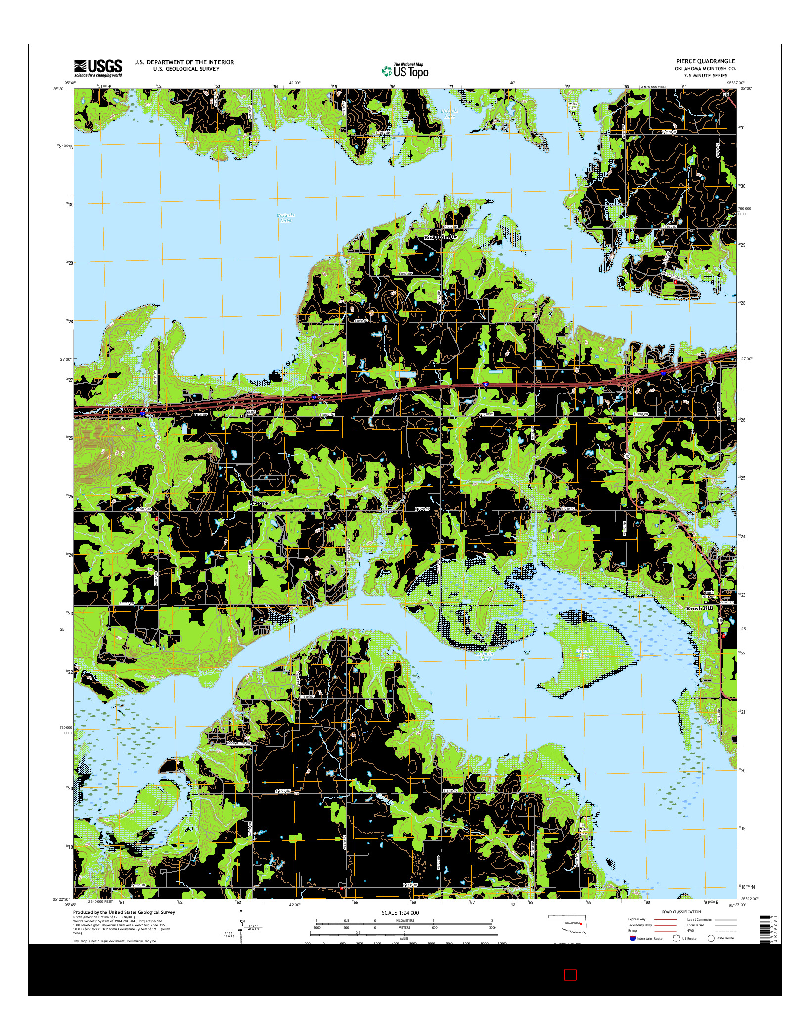 USGS US TOPO 7.5-MINUTE MAP FOR PIERCE, OK 2016