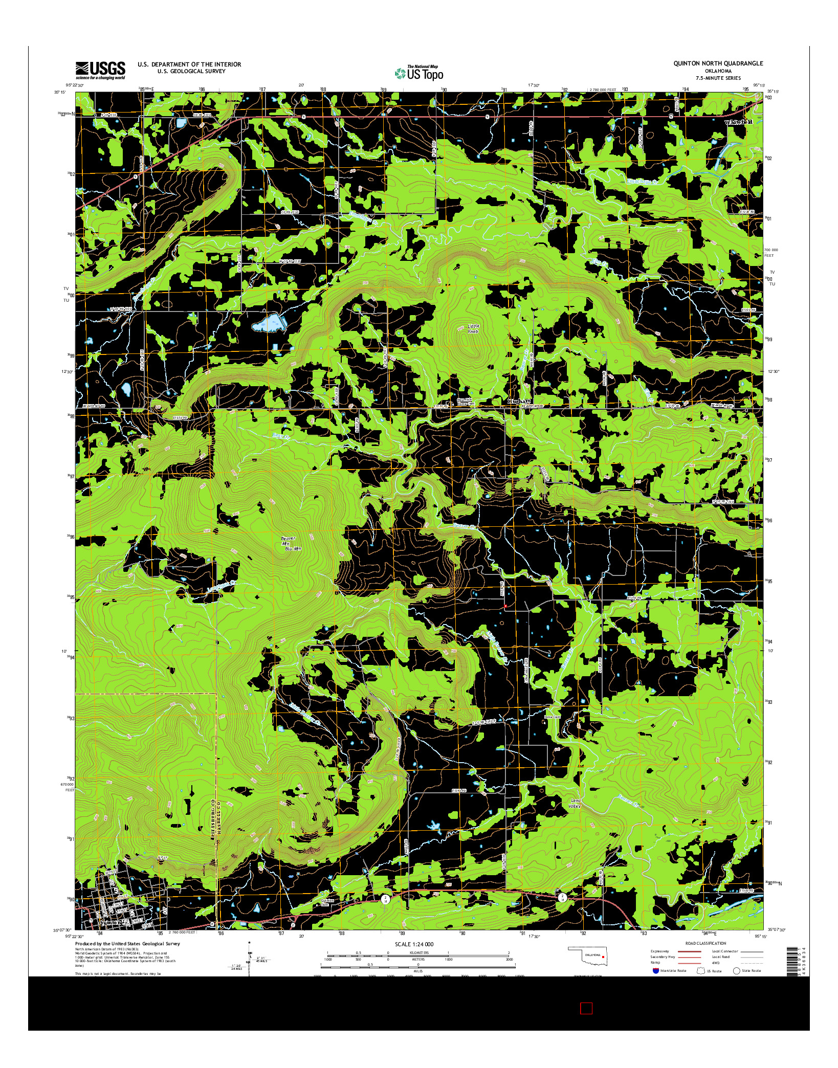 USGS US TOPO 7.5-MINUTE MAP FOR QUINTON NORTH, OK 2016