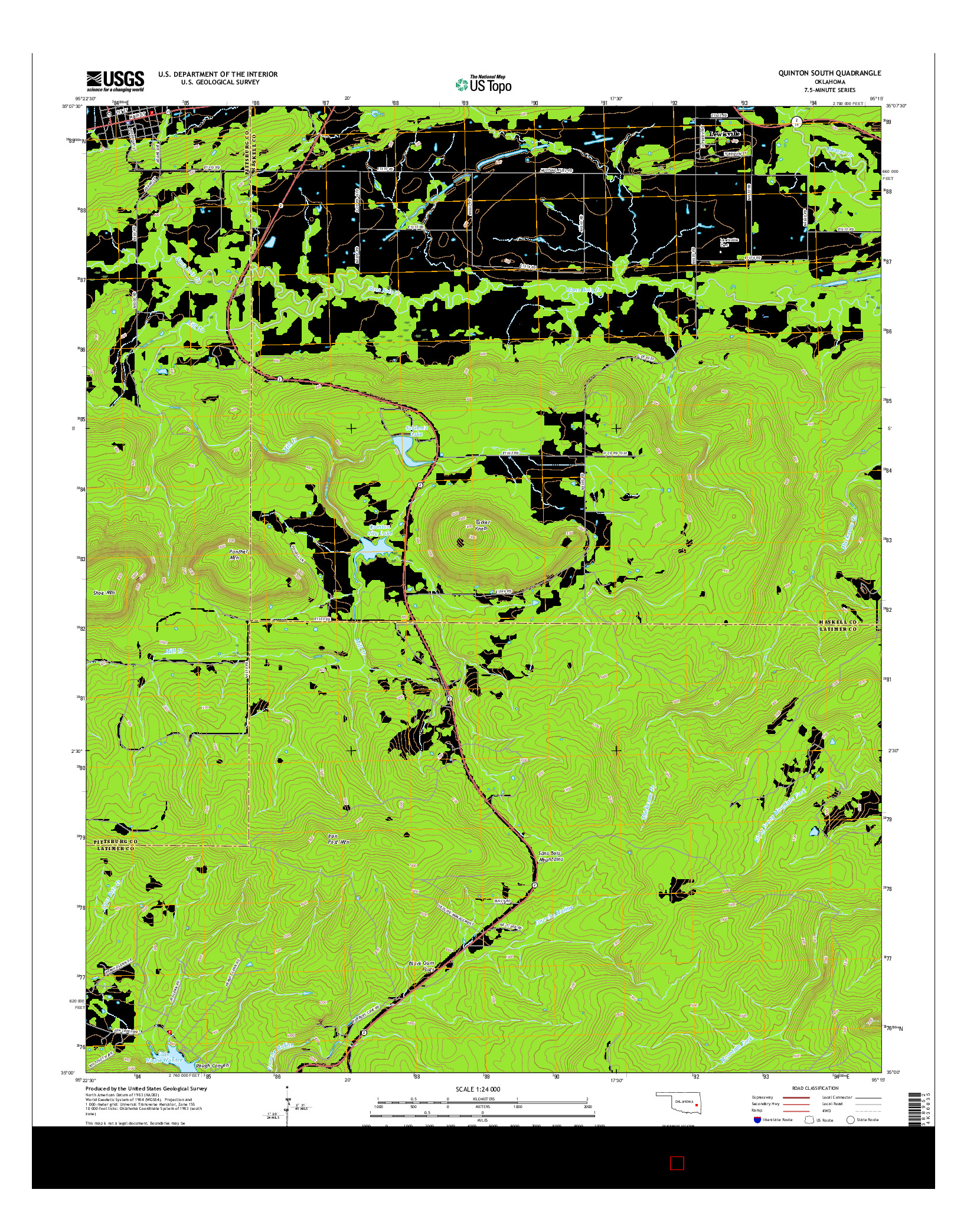USGS US TOPO 7.5-MINUTE MAP FOR QUINTON SOUTH, OK 2016
