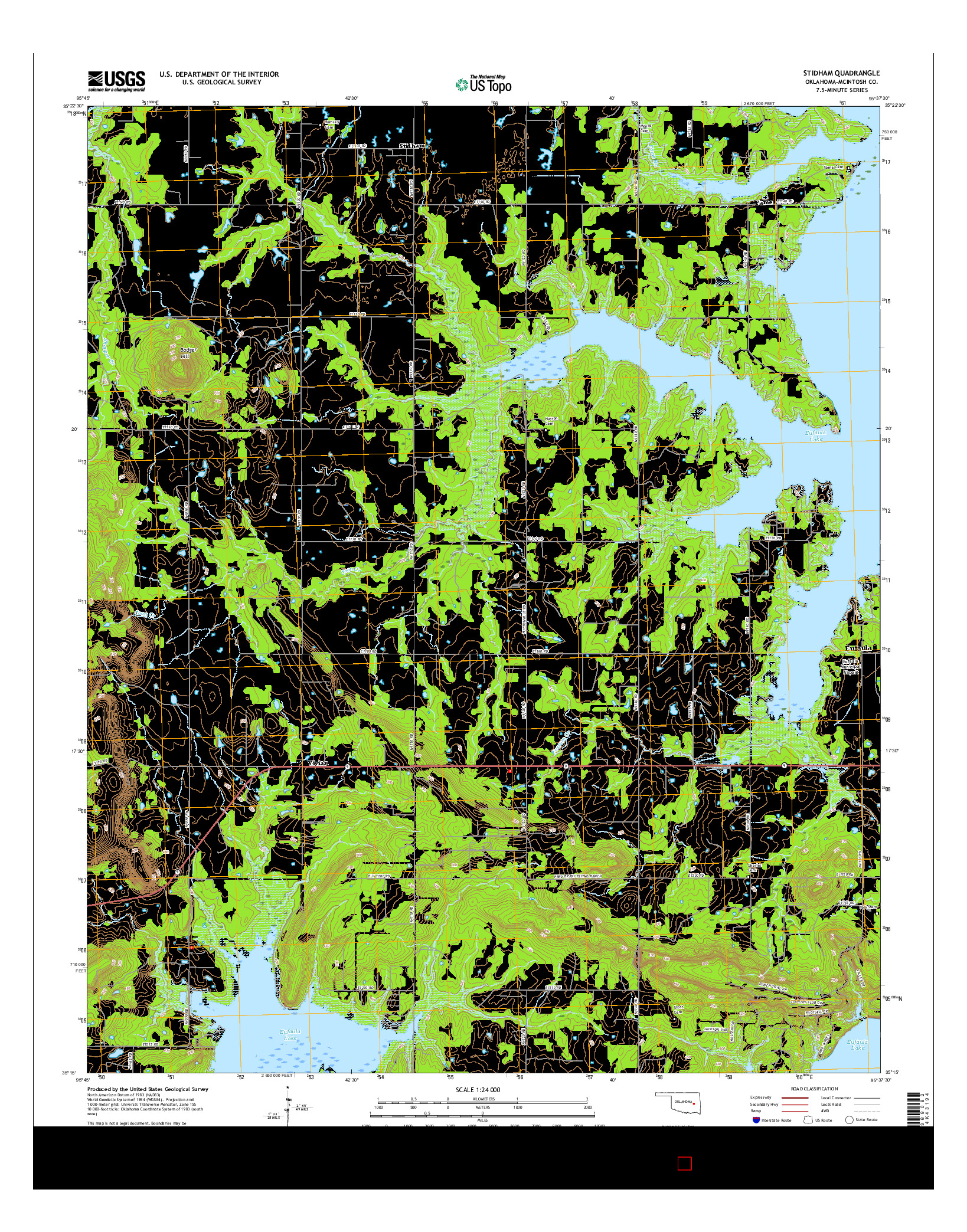 USGS US TOPO 7.5-MINUTE MAP FOR STIDHAM, OK 2016