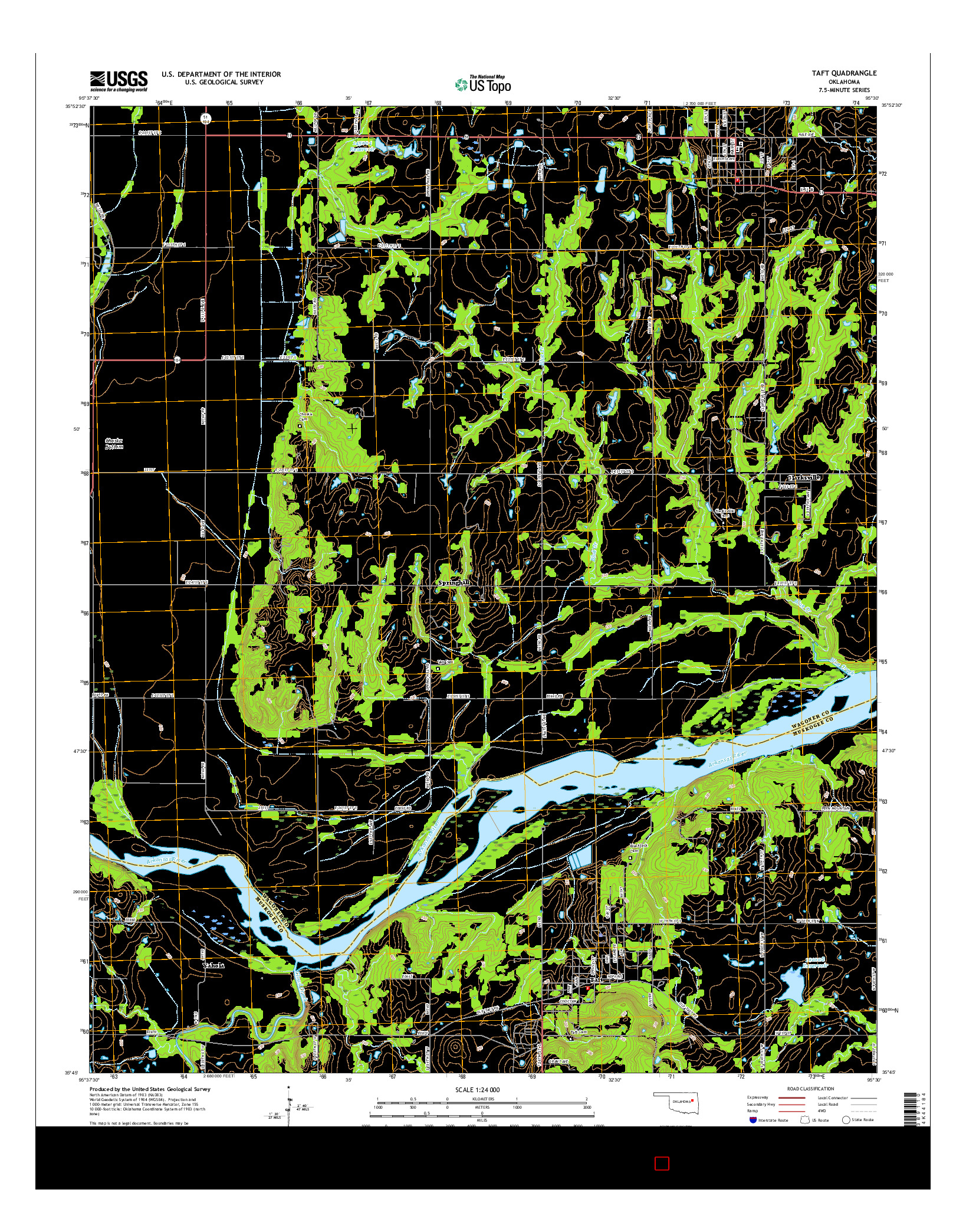 USGS US TOPO 7.5-MINUTE MAP FOR TAFT, OK 2016