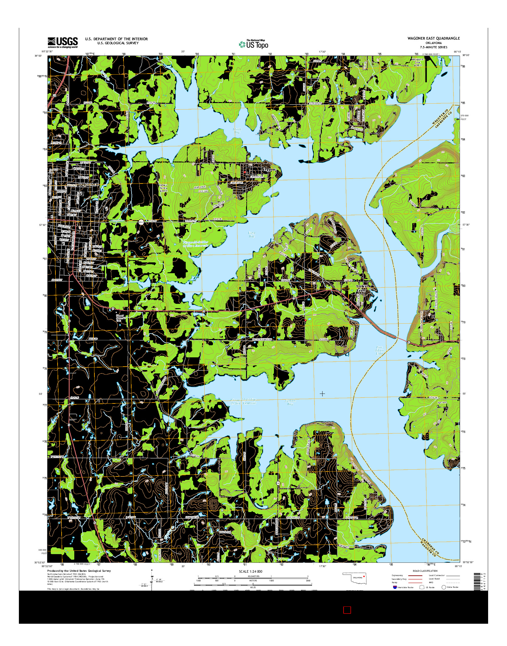 USGS US TOPO 7.5-MINUTE MAP FOR WAGONER EAST, OK 2016