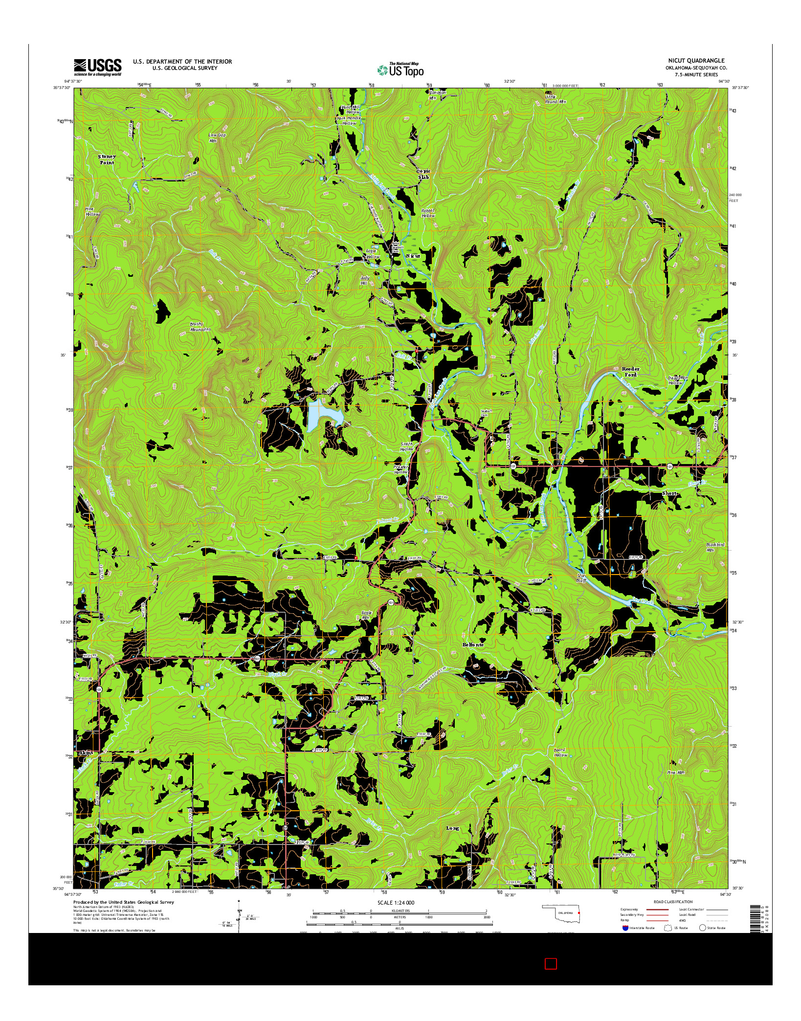 USGS US TOPO 7.5-MINUTE MAP FOR NICUT, OK 2016
