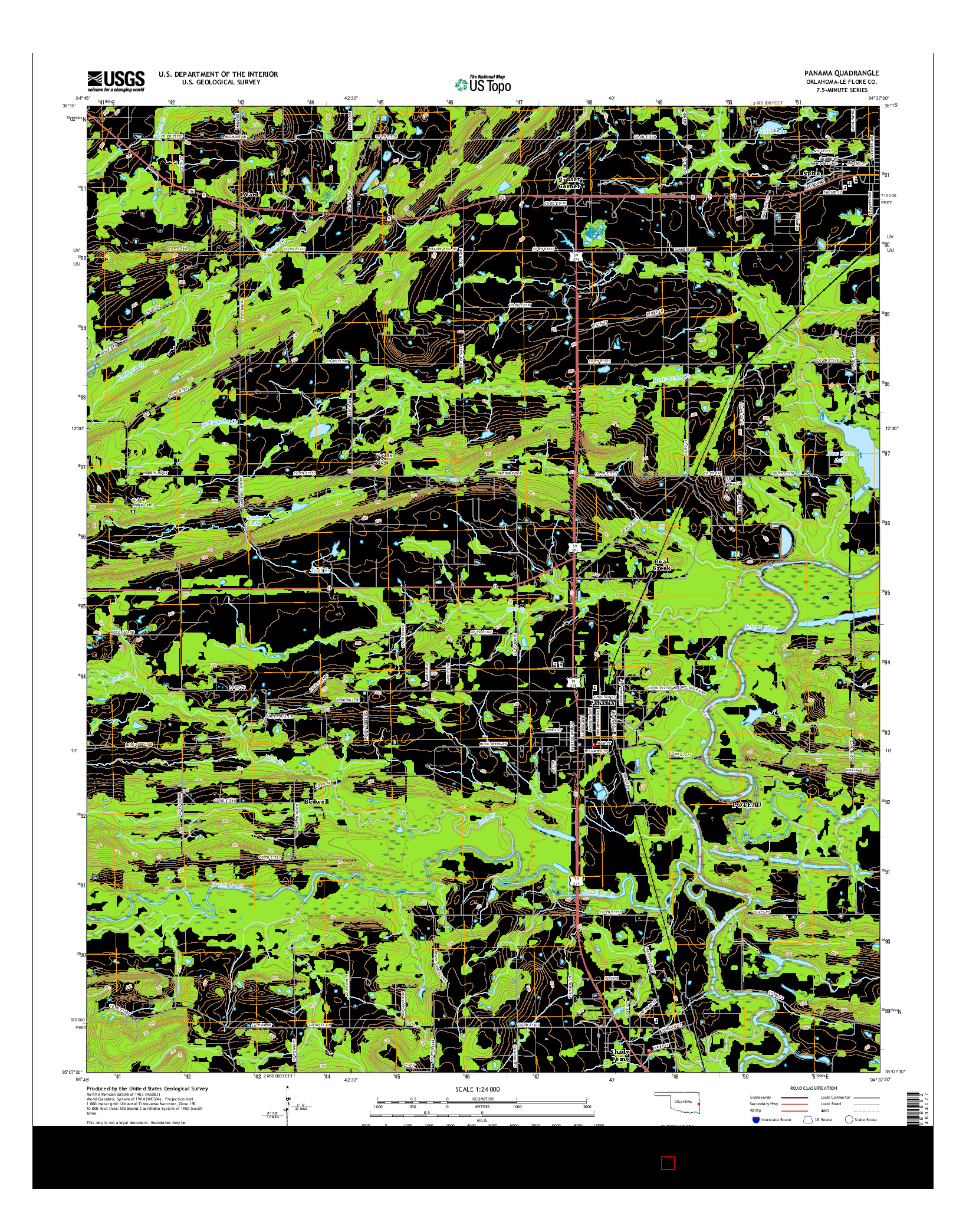 USGS US TOPO 7.5-MINUTE MAP FOR PANAMA, OK 2016