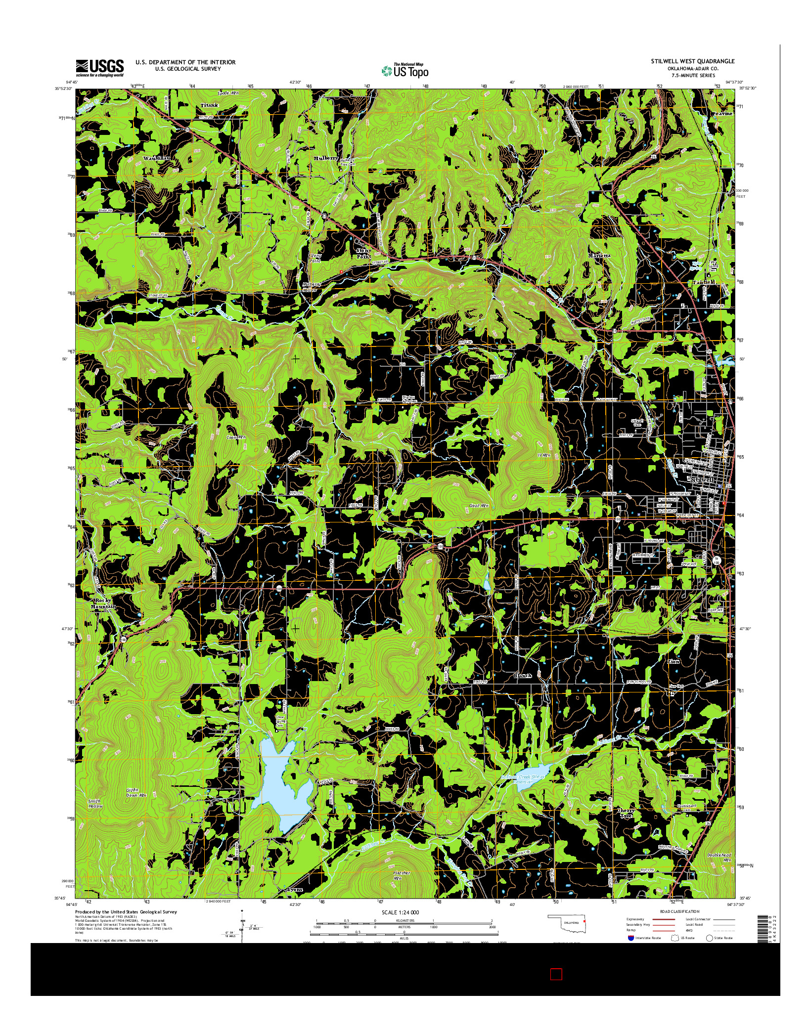 USGS US TOPO 7.5-MINUTE MAP FOR STILWELL WEST, OK 2016
